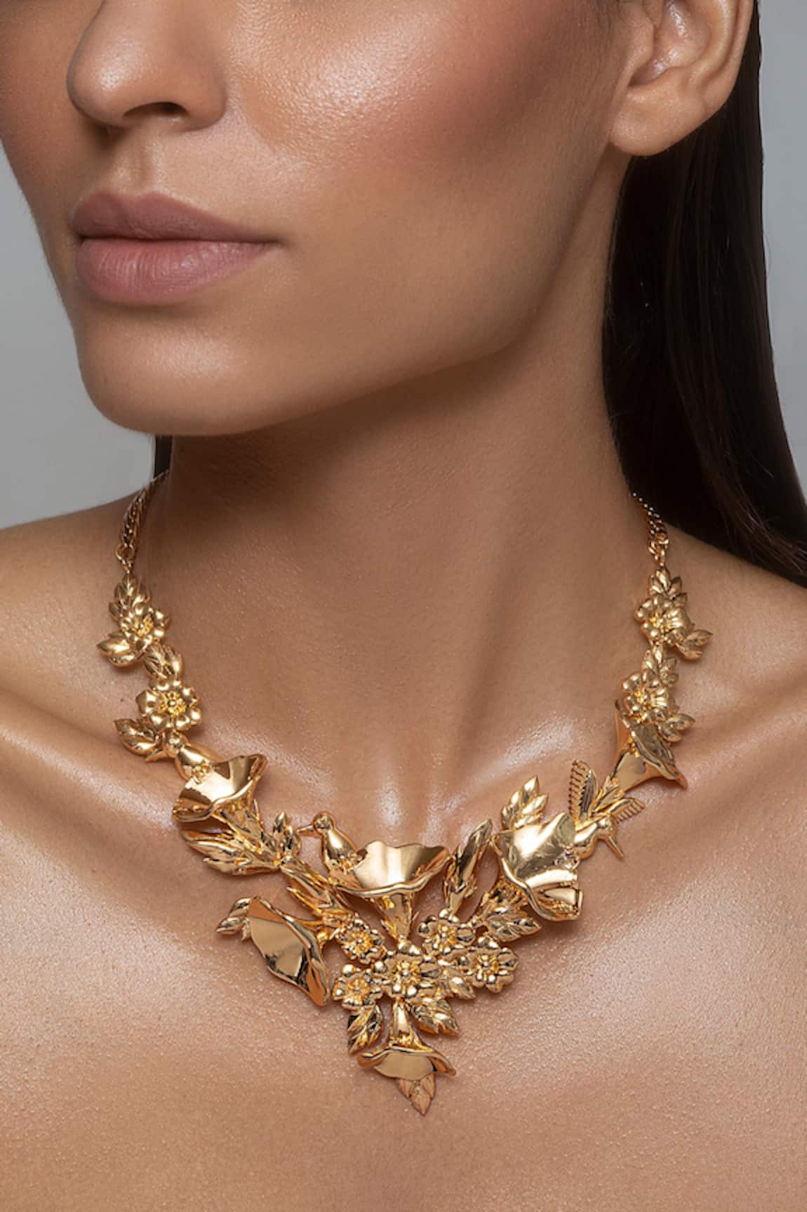 Opalina Soulful Jewellery Handcrafted Floral Carved Collar Necklace