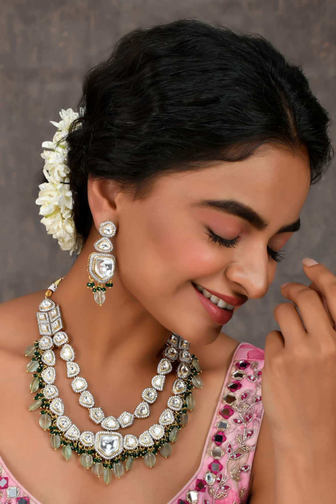 Ishhaara Double Layered Embellished Necklace Set