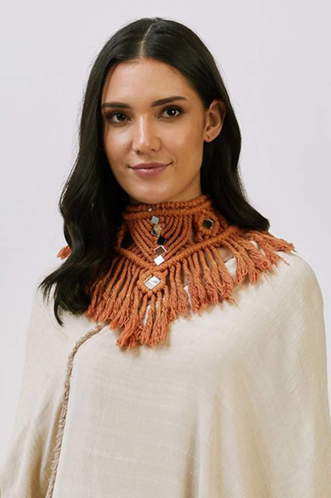 Nidzign Couture Macrame Embroidered Necklace