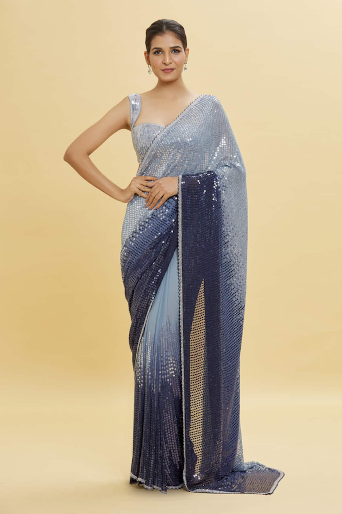 Shlok Design Sequin Embellished Saree With Blouse