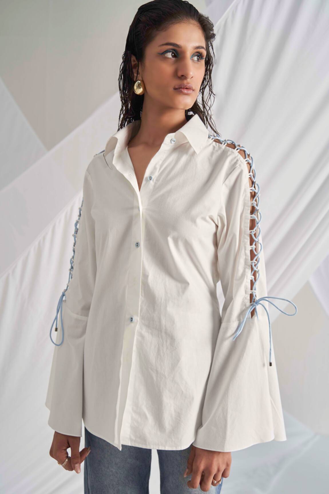 Detales Lace Up Sleeve Shirt