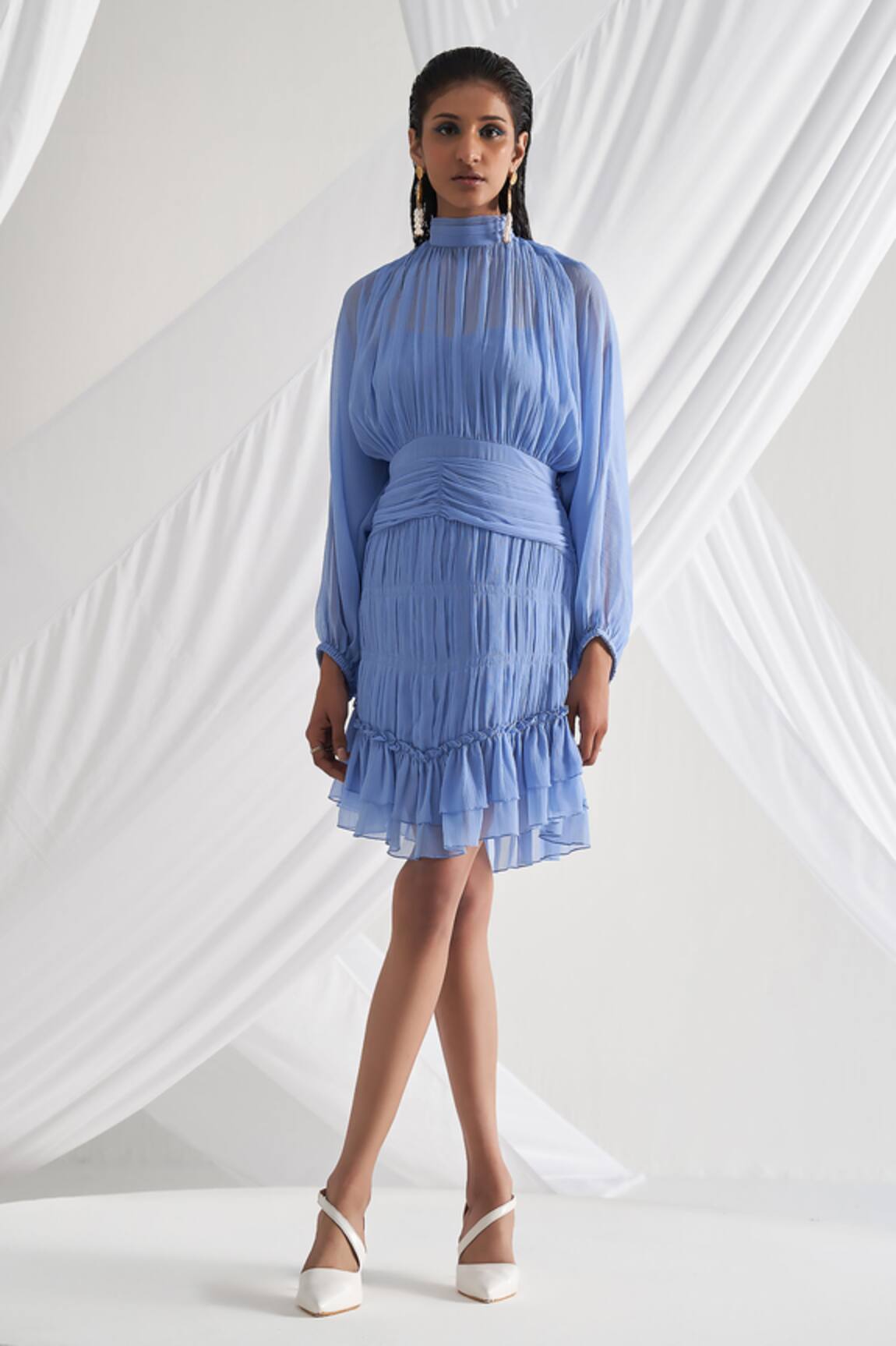 Detales Evelyn Textured Sheer Dress