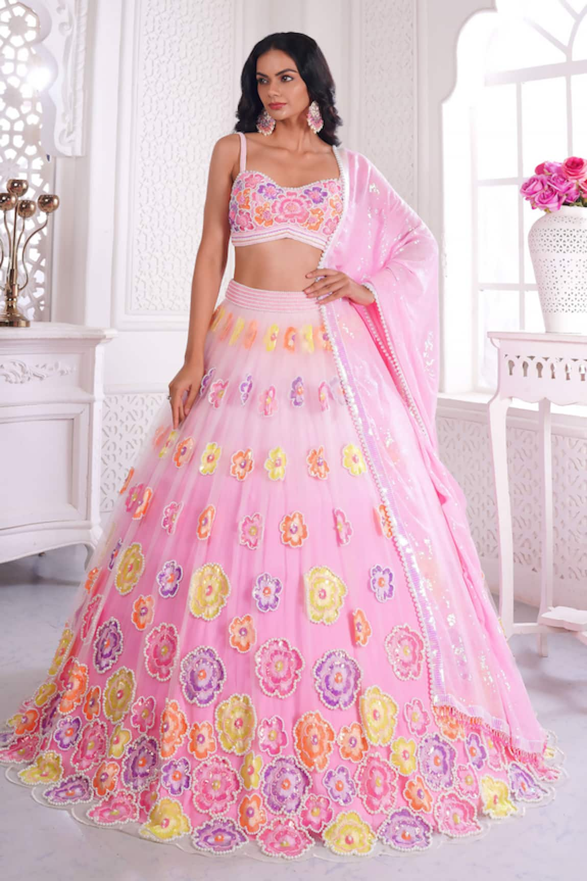 Label Priyanka Kar Embroidered Blouse Bridal Lehenga Set