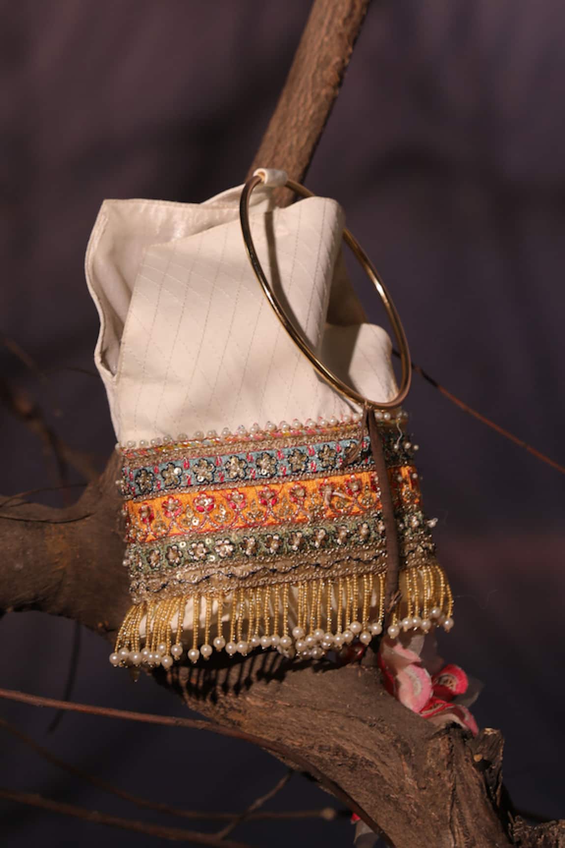 Aditi Gupta Satin Embroidered & Quilted Potli Bag