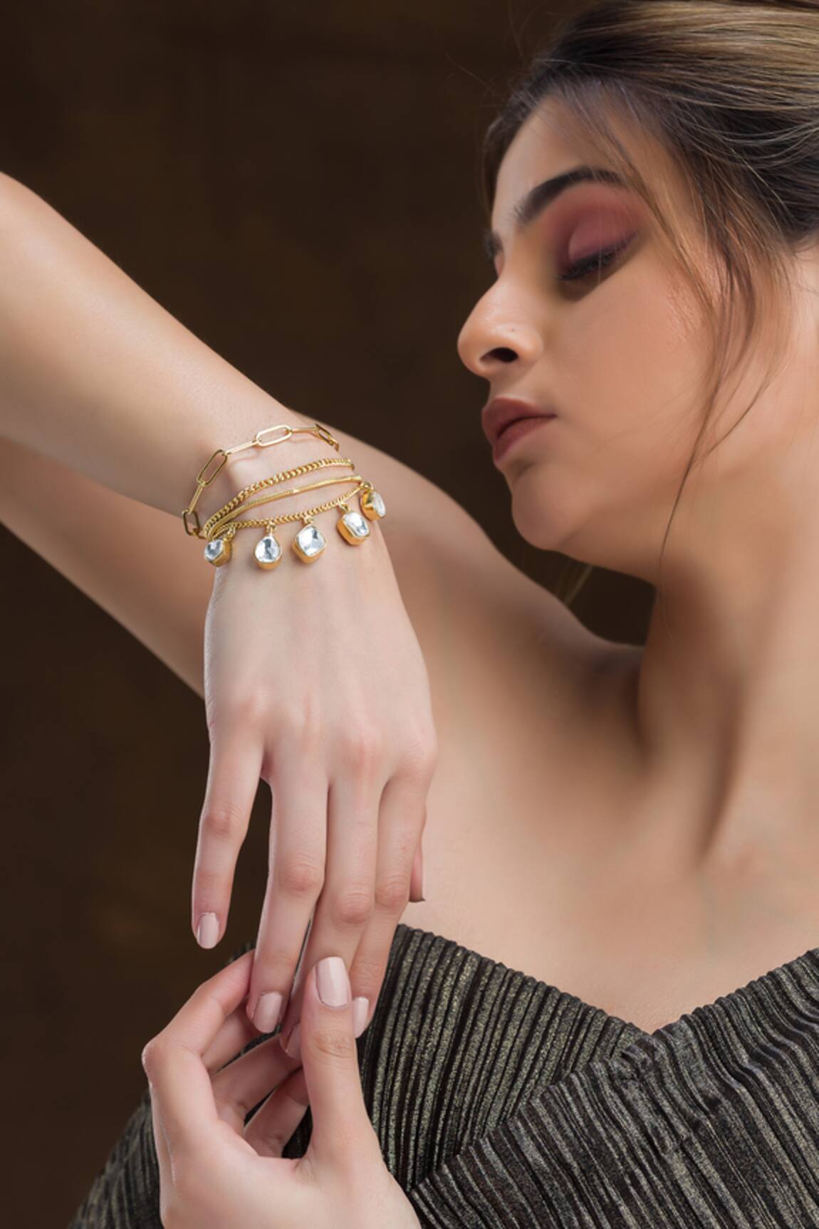 Vasundhara Layered Kundan & Cubic Zirconia Bracelet