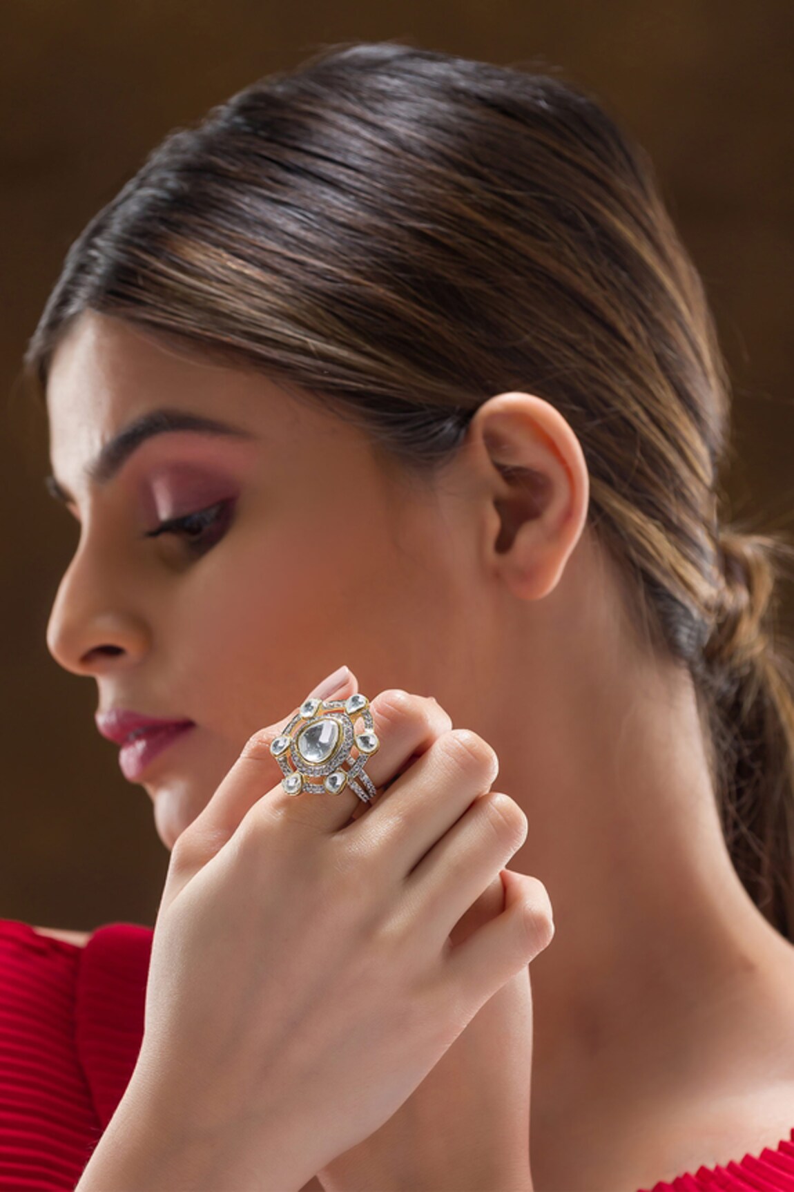 Vasundhara Stone Embellished Cutwork Ring