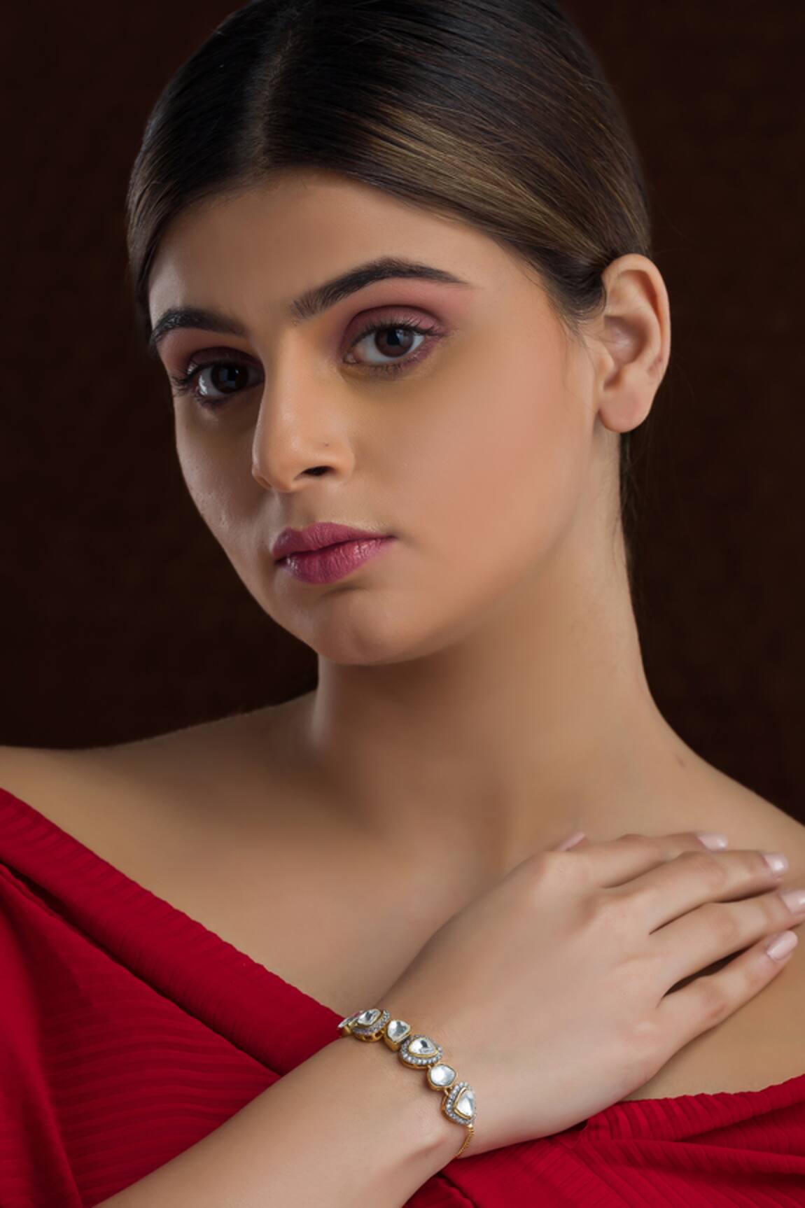 Vasundhara Geometric Kundan & Zirconia Bracelet