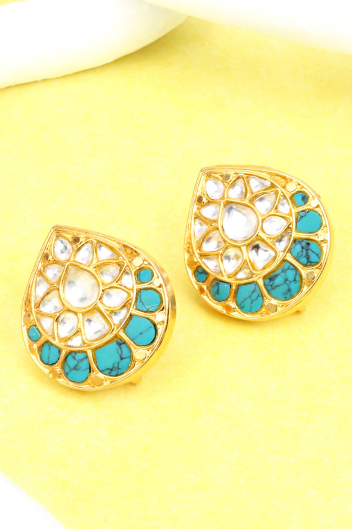 Sangeeta Boochra Drop Stone Work Stud Earrings