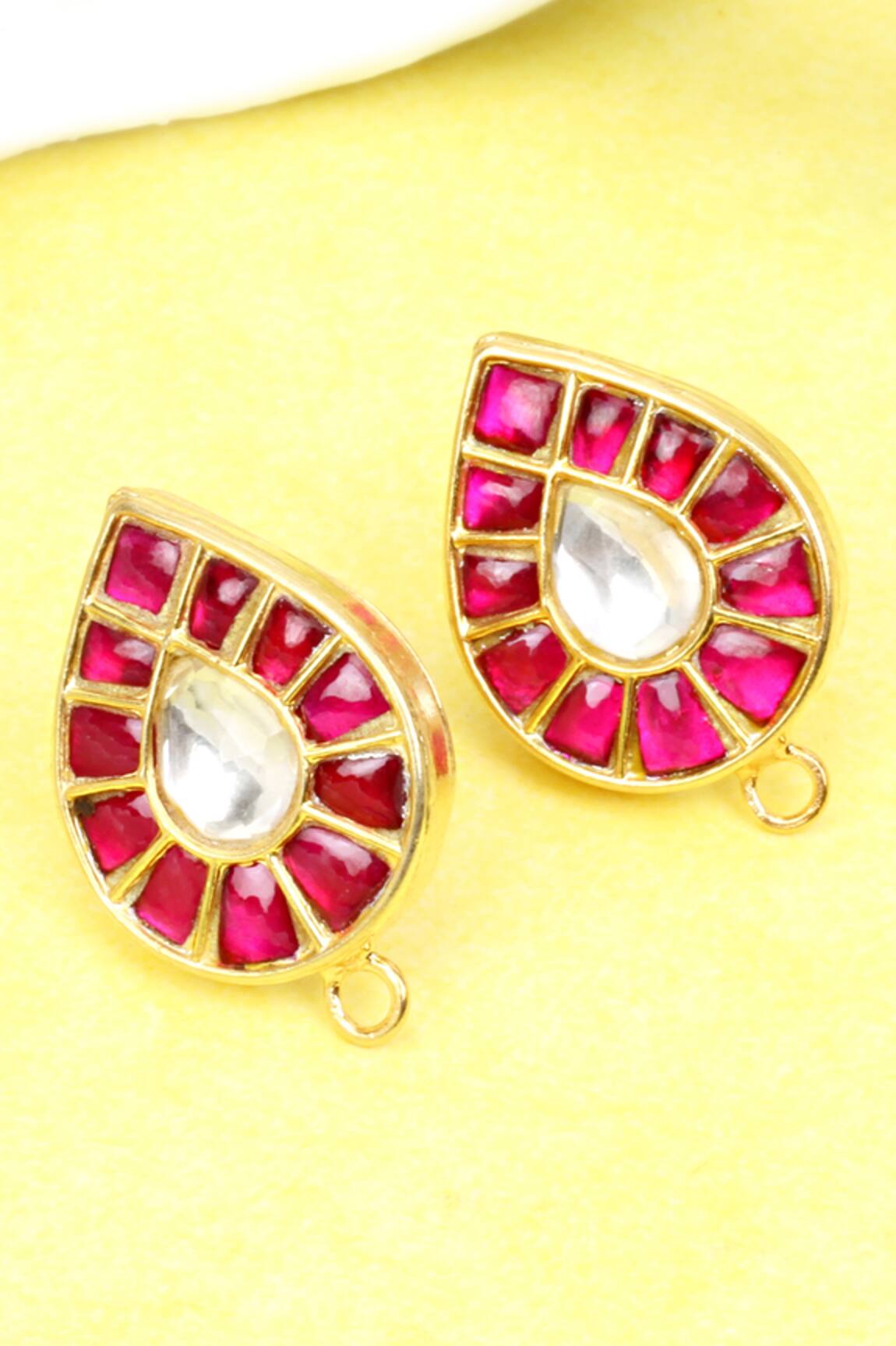 Sangeeta Boochra Ruby Stone Work Stud Earrings
