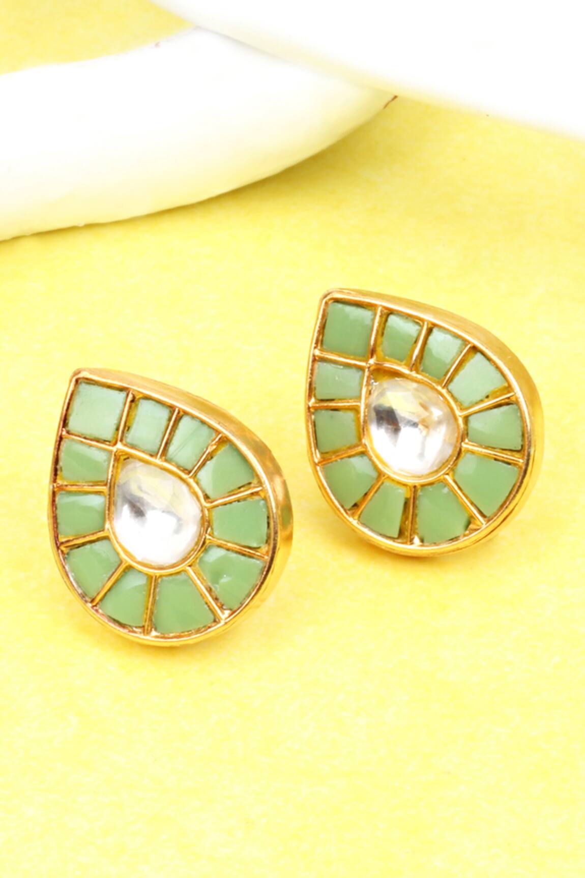 Sangeeta Boochra Silver Drop Stone Studded Stud Earrings