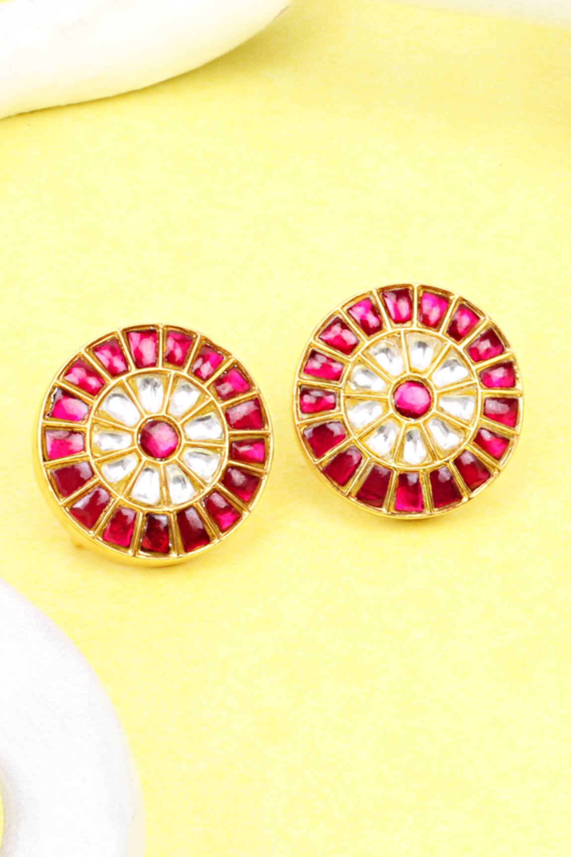 Sangeeta Boochra Round Kundan Embellished Earrings