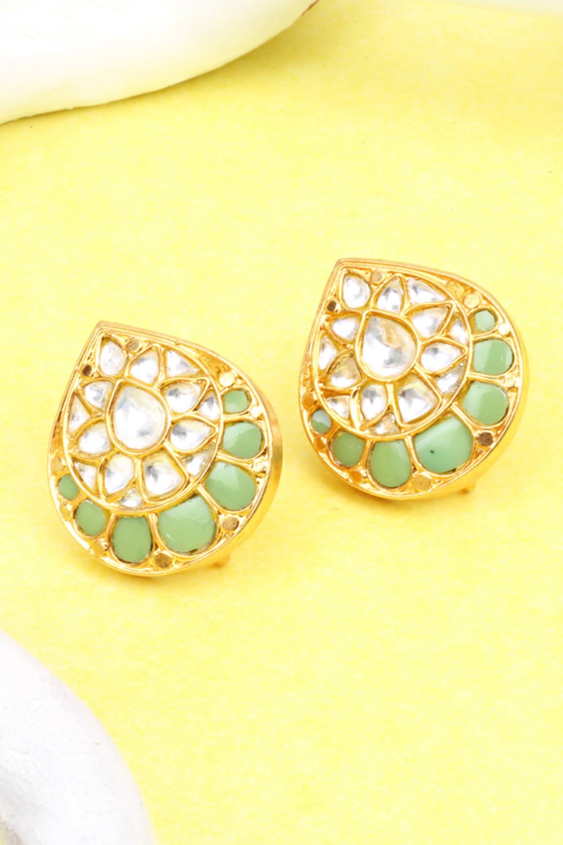 Sangeeta Boochra Kundan Embellished Teardrop Earrings