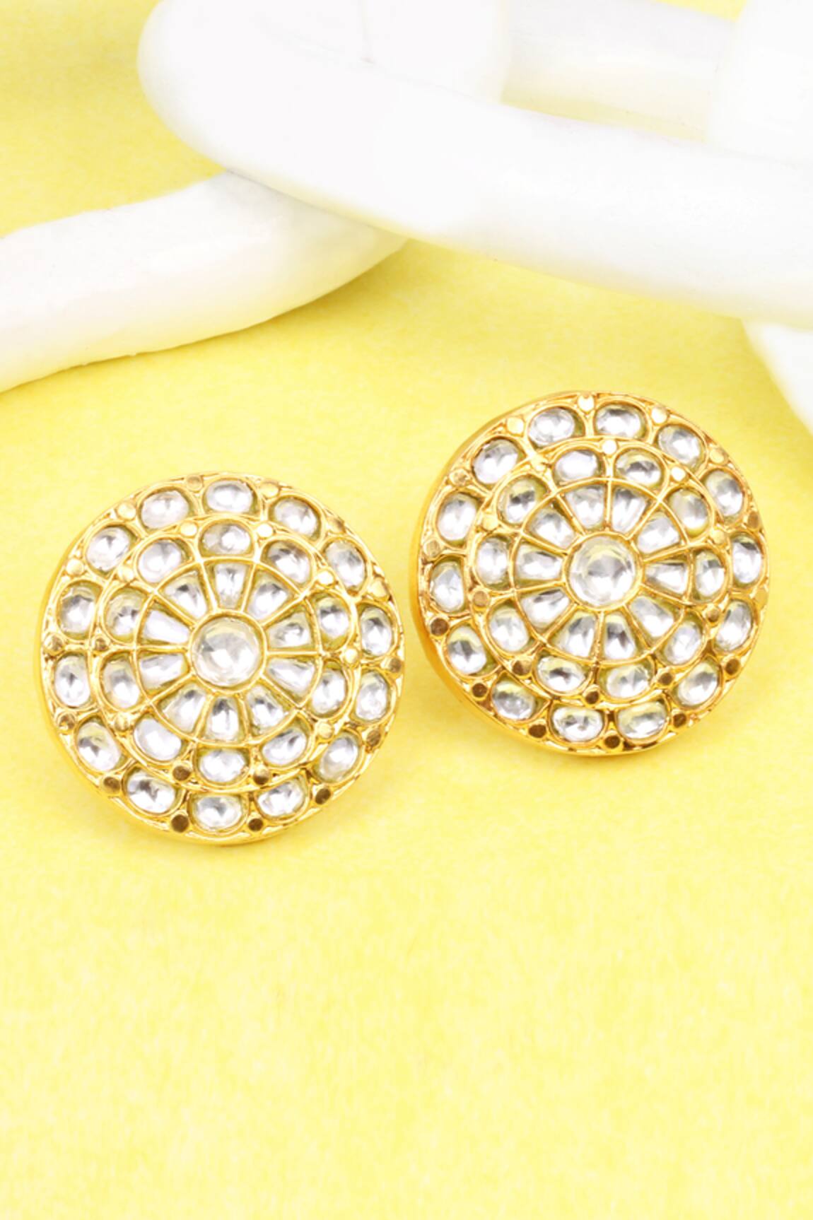 Sangeeta Boochra Round Kundan Studded Earrings