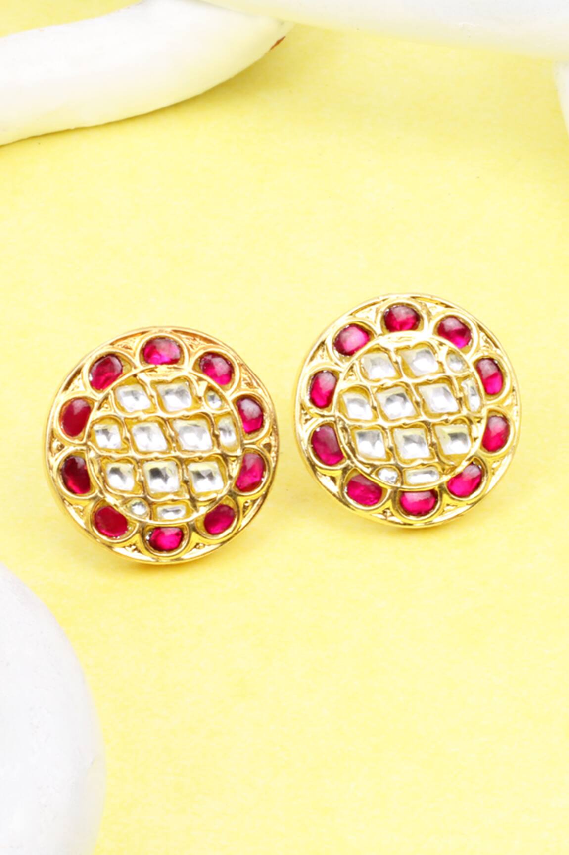 Sangeeta Boochra Kundan Studded Round Earrings