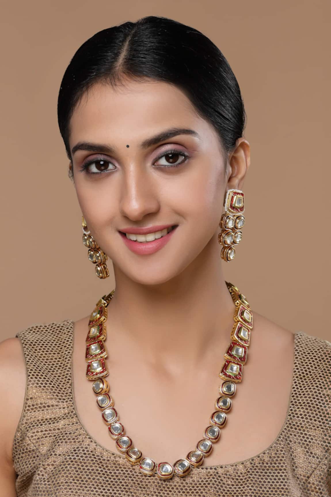 Dugran By Dugristyle Kundan Embellished Long Necklace Set 