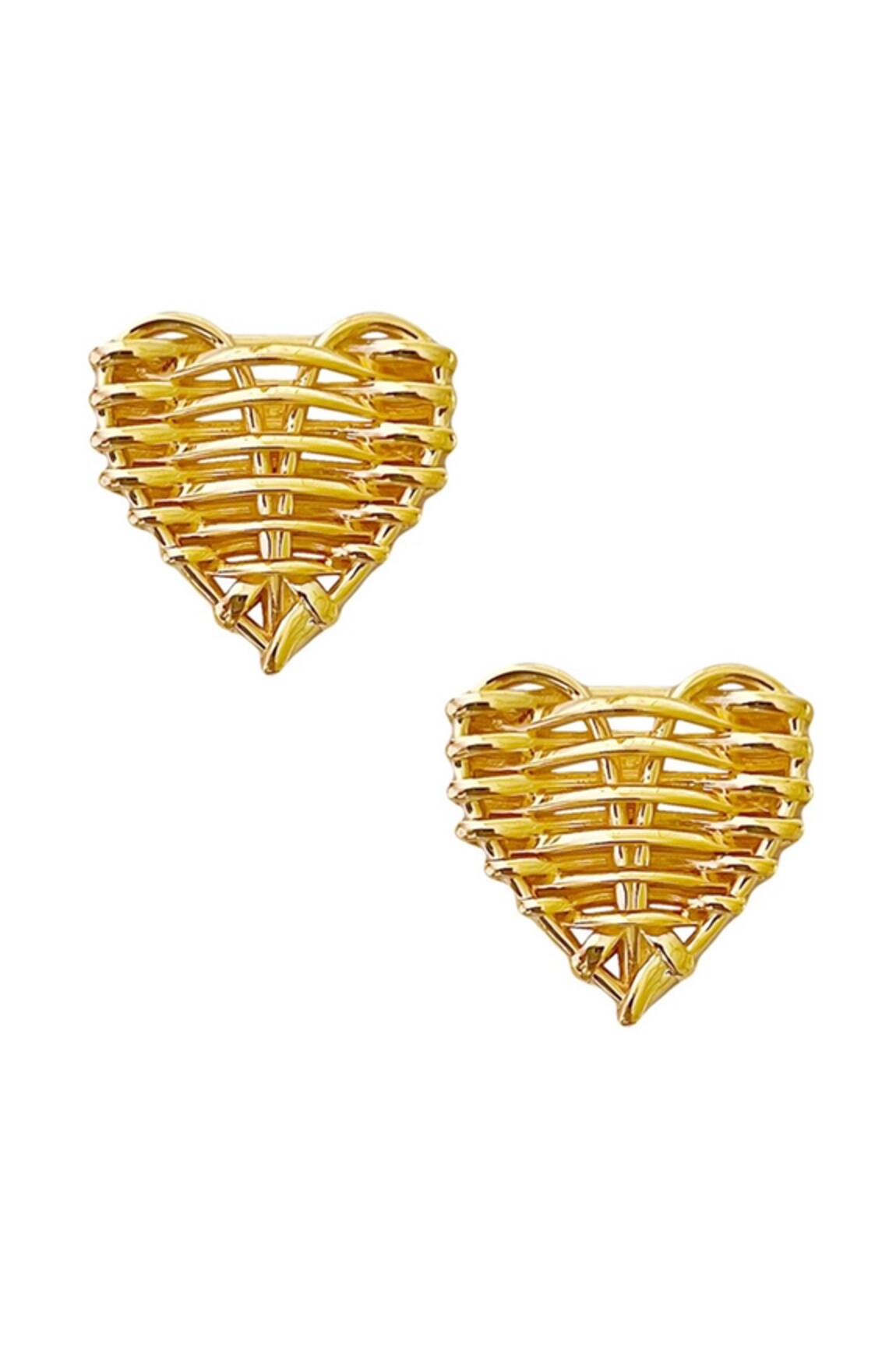 Radhika Agrawal Jewels Woven Heart Stud Earrings