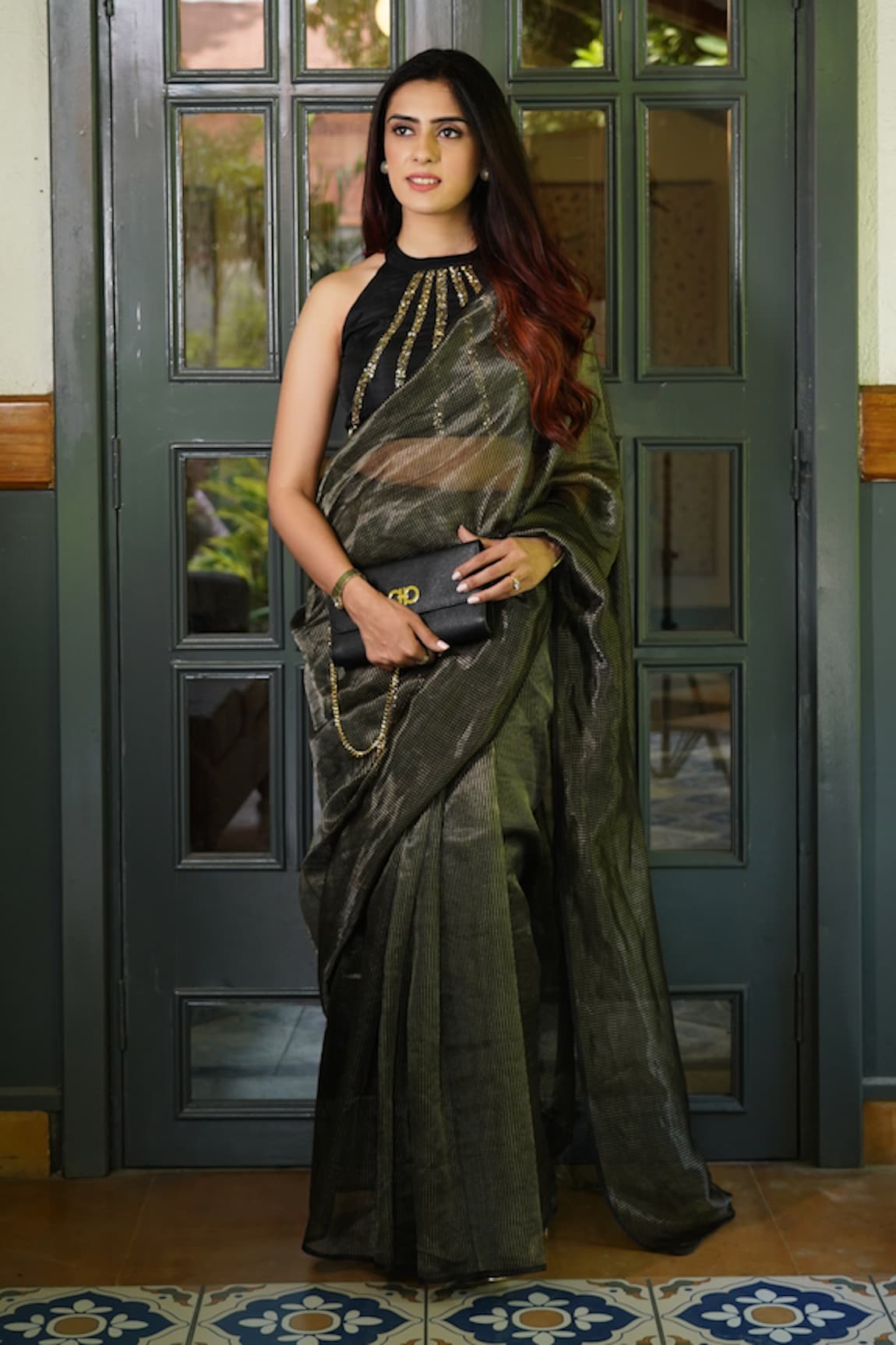 Kyra By Nina + Deepika Glam And The City Saree With Embroidered Blouse