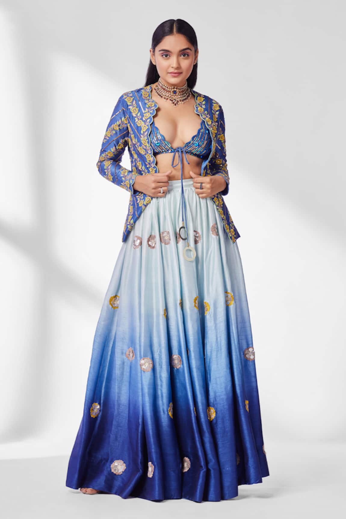 Siyona by Ankurita Floral Embroidered Jacket & Lehenga Set