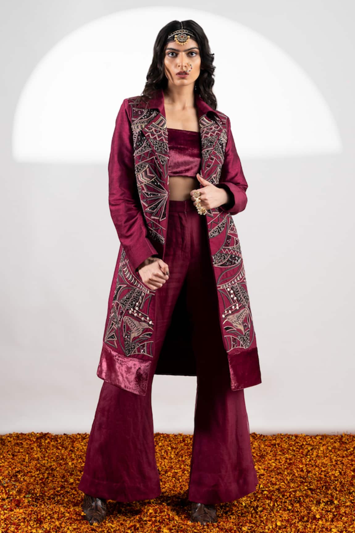 Siyona by Ankurita Embellished Long Jacket & Pant Set