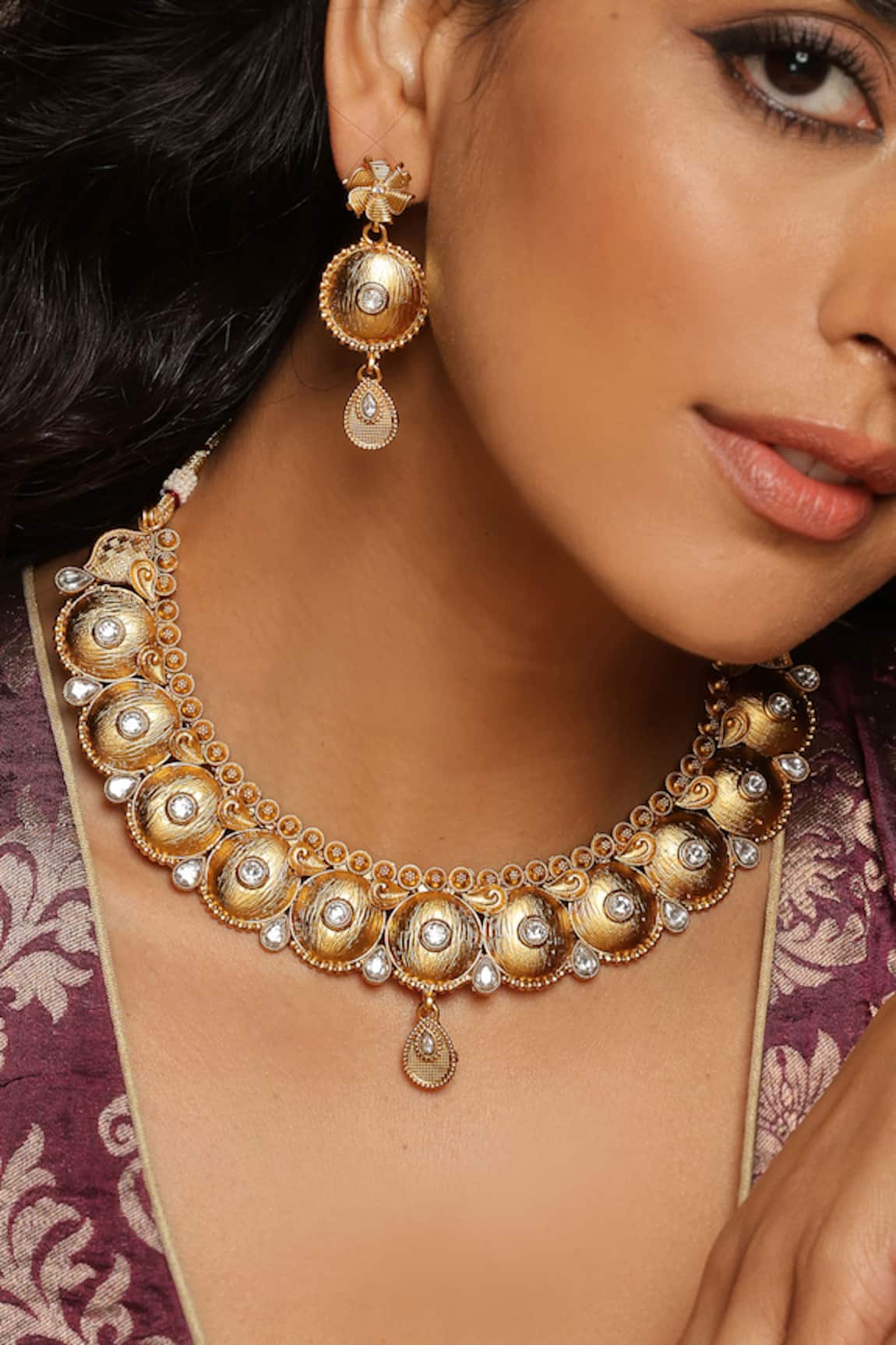 Swabhimann Embellished Temple Necklace Set 