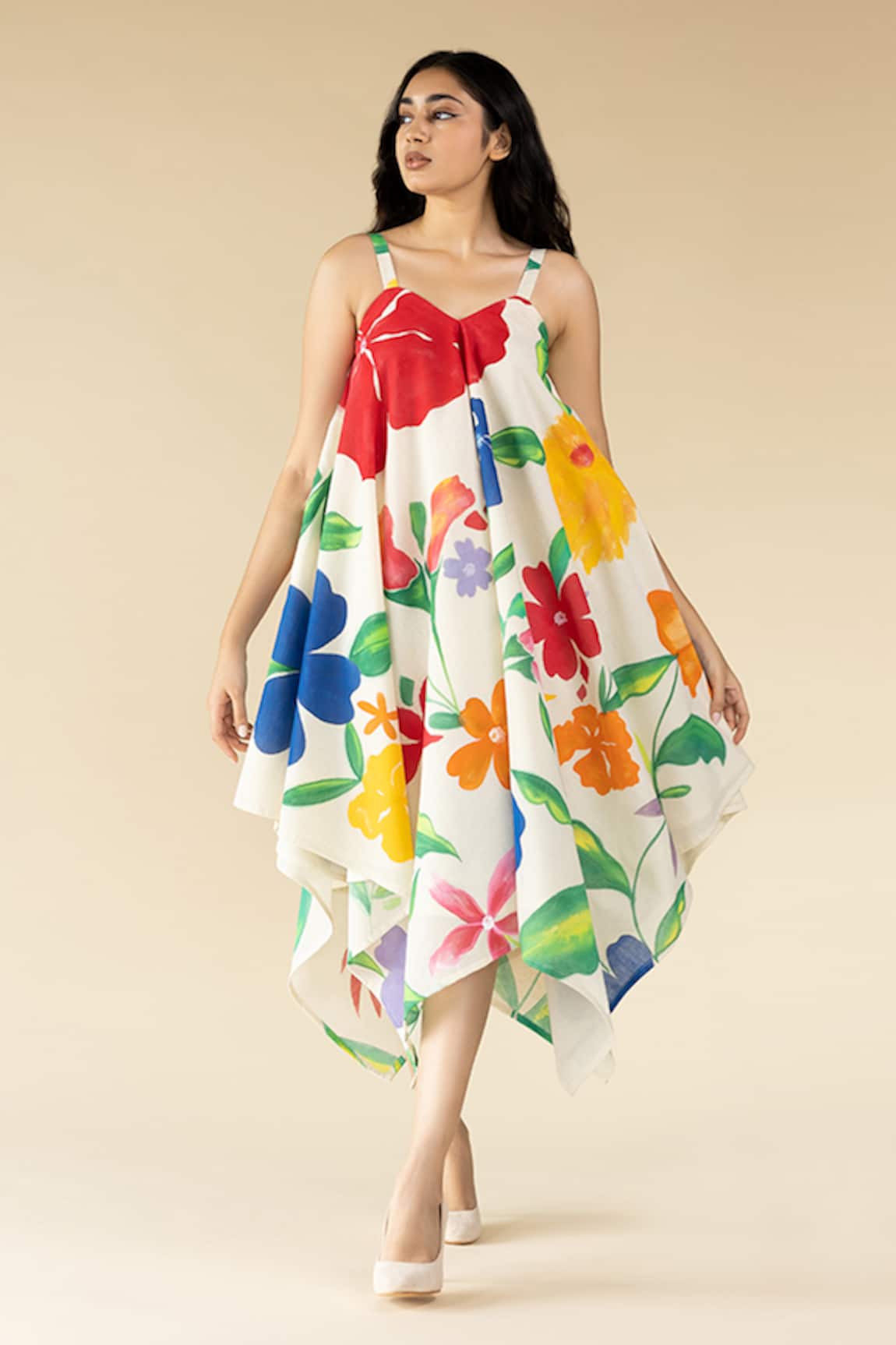 Purvi Doshi Floral Hand Painted Draped Dress