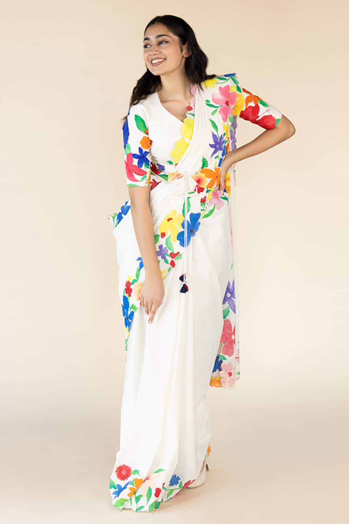 Purvi Doshi Floral Hand Painted Blouse
