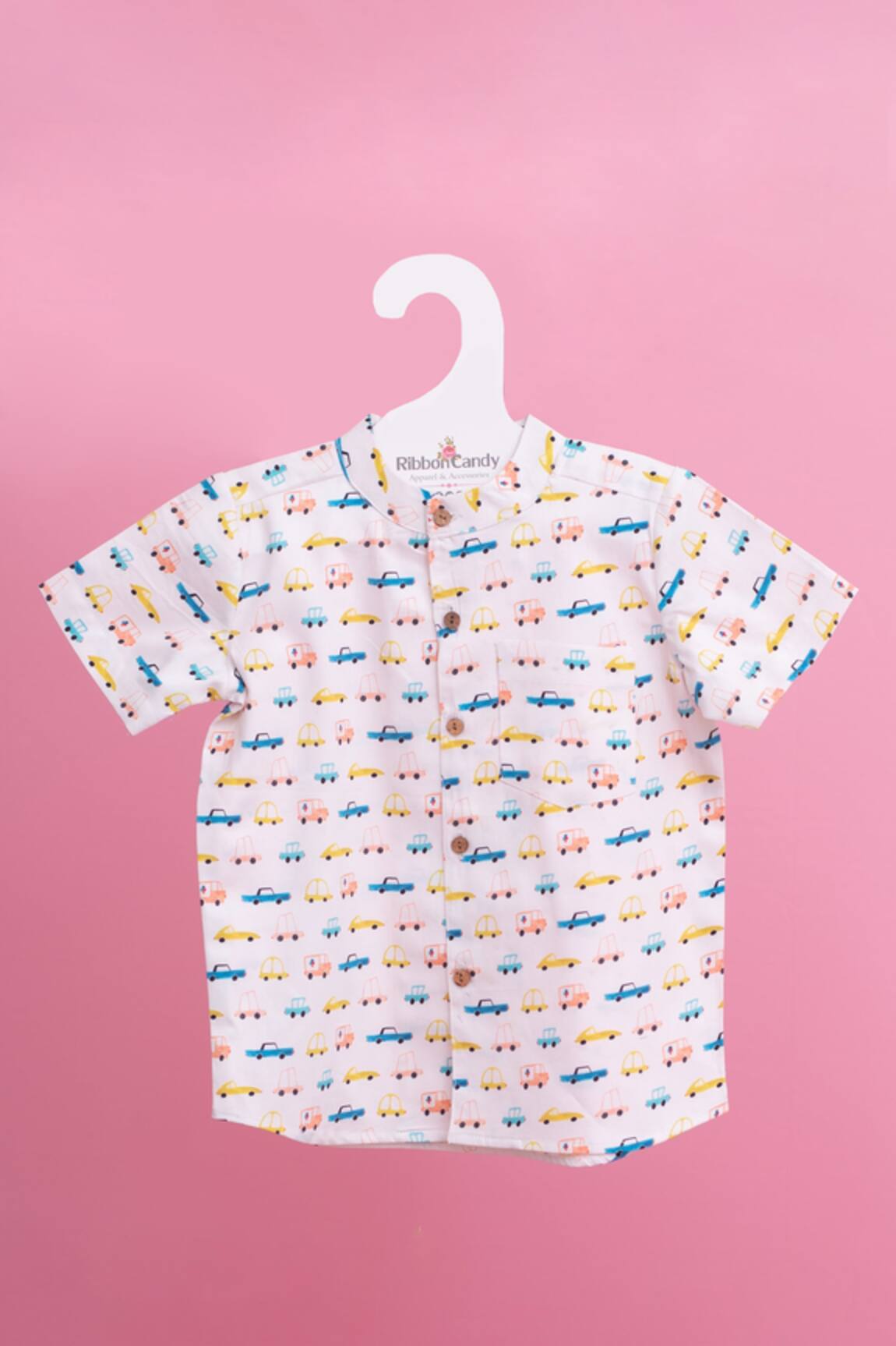 Ribbon Candy Cotton Car Print Shirt