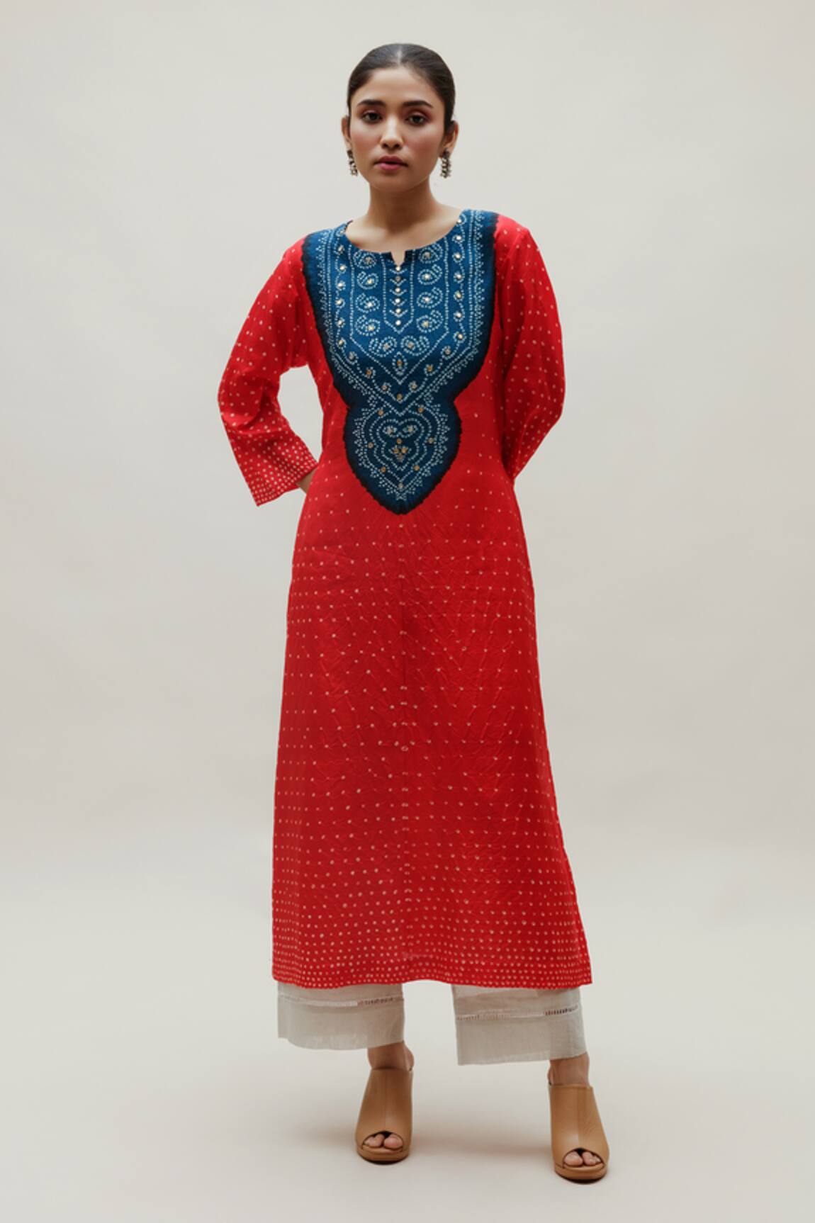 Naina Jain Silk Bandhani Work Kurta 