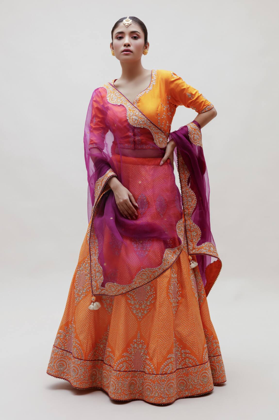 Naina Jain Silk Floral Aari Embroidered Bridal Lehenga Set 