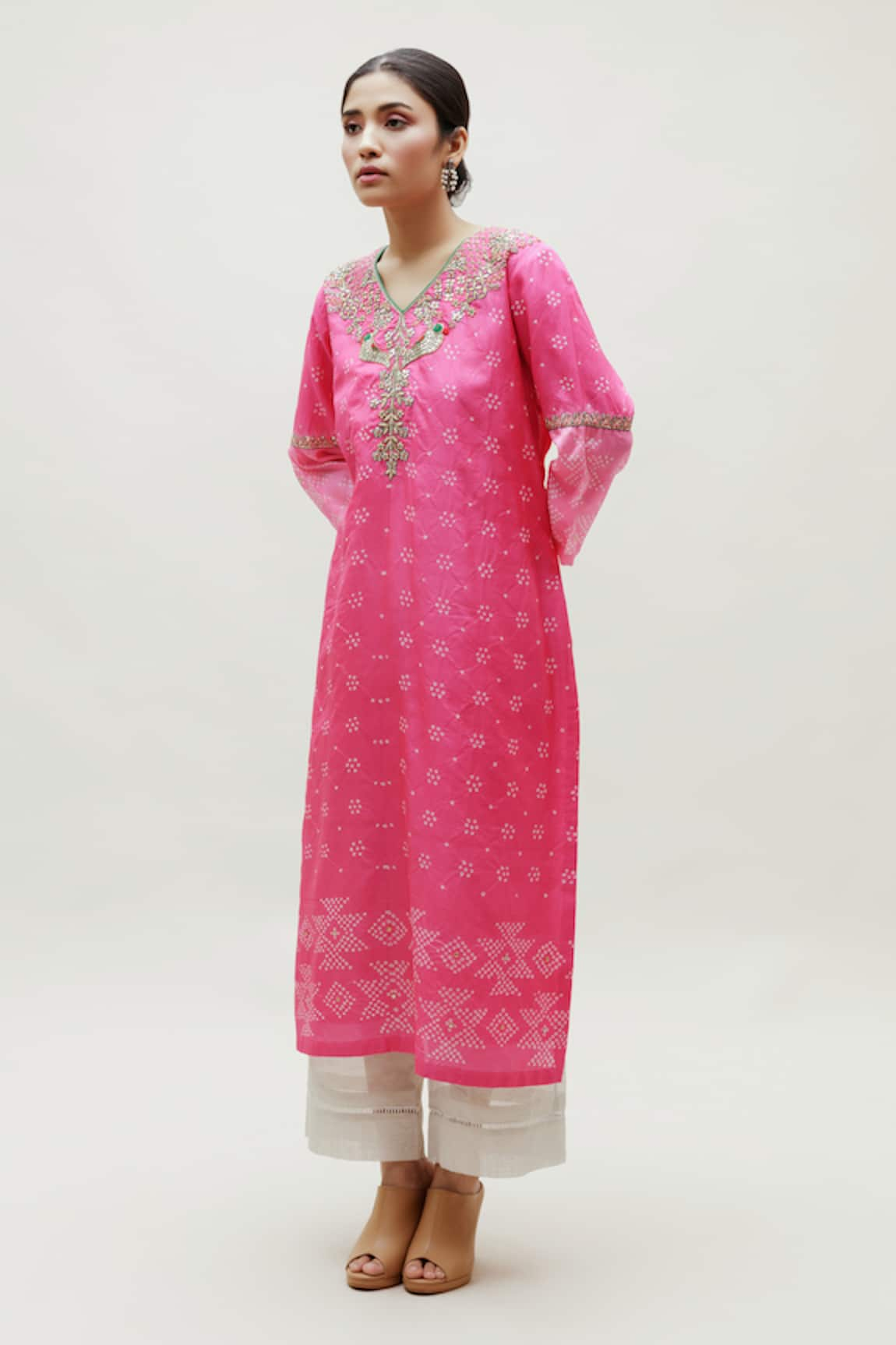 Naina Jain Silk Bandhani Pattern Kurta