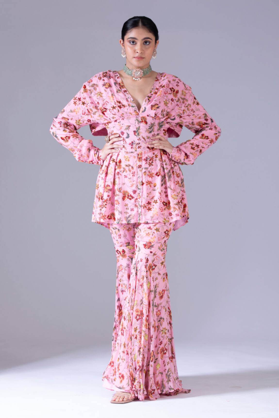 Krisha Sunny Ramani Printed Peplum Kurta & Gharara Set 