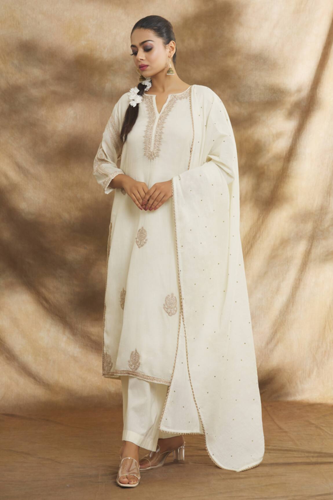 Peenacolada Aari Work Cotton Kurta Pant Set