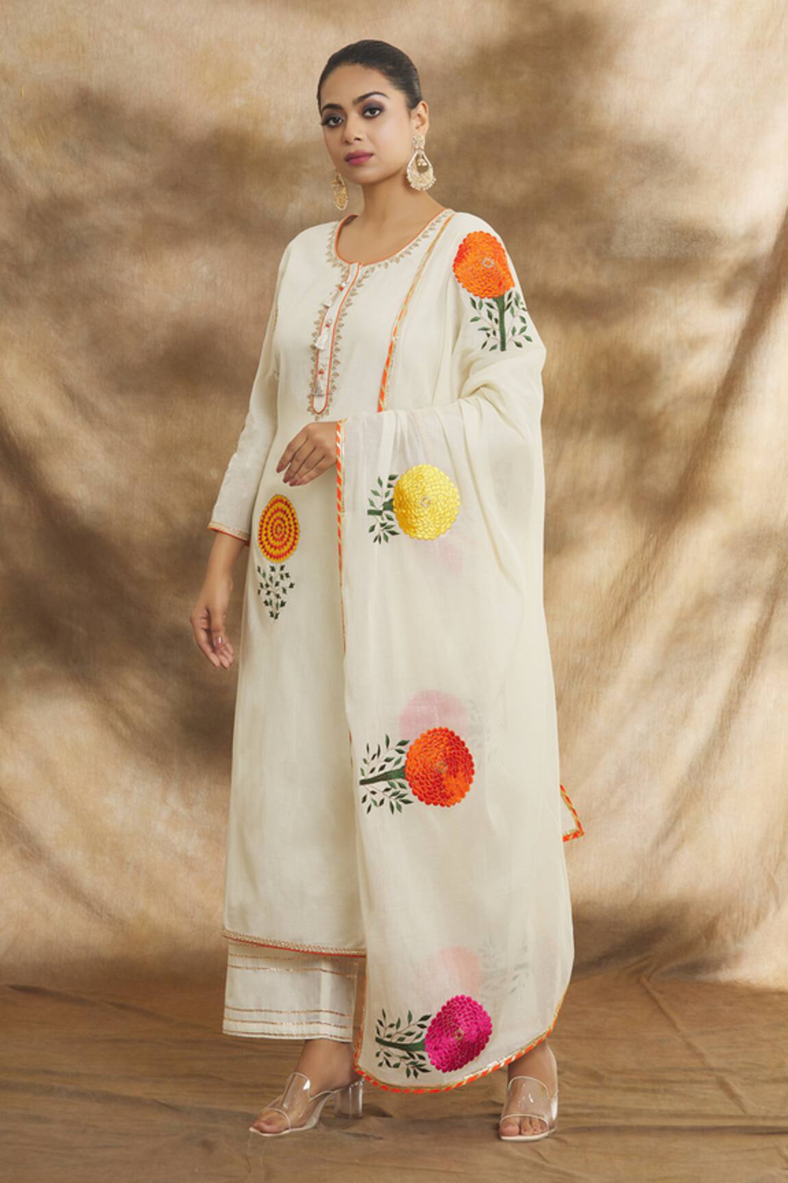 Peenacolada Resham Work Kurta Pant Set
