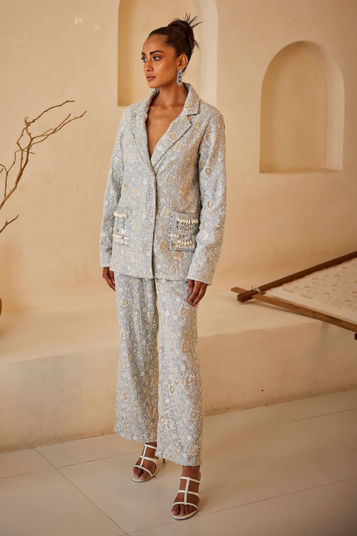 Twenty Nine Chikankari Embroidered Coat 