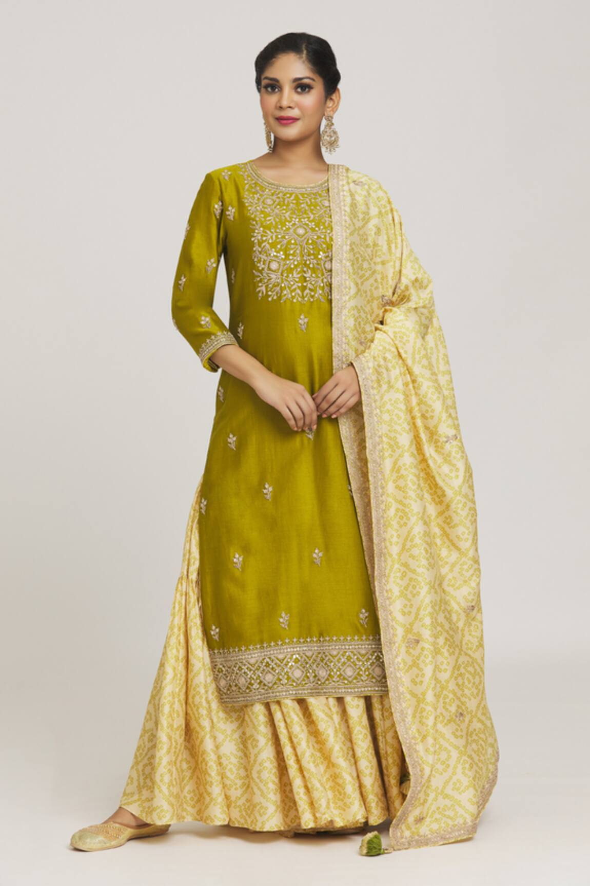 PUNIT BALANA Floral Embroidered Kurta Gharara Set 