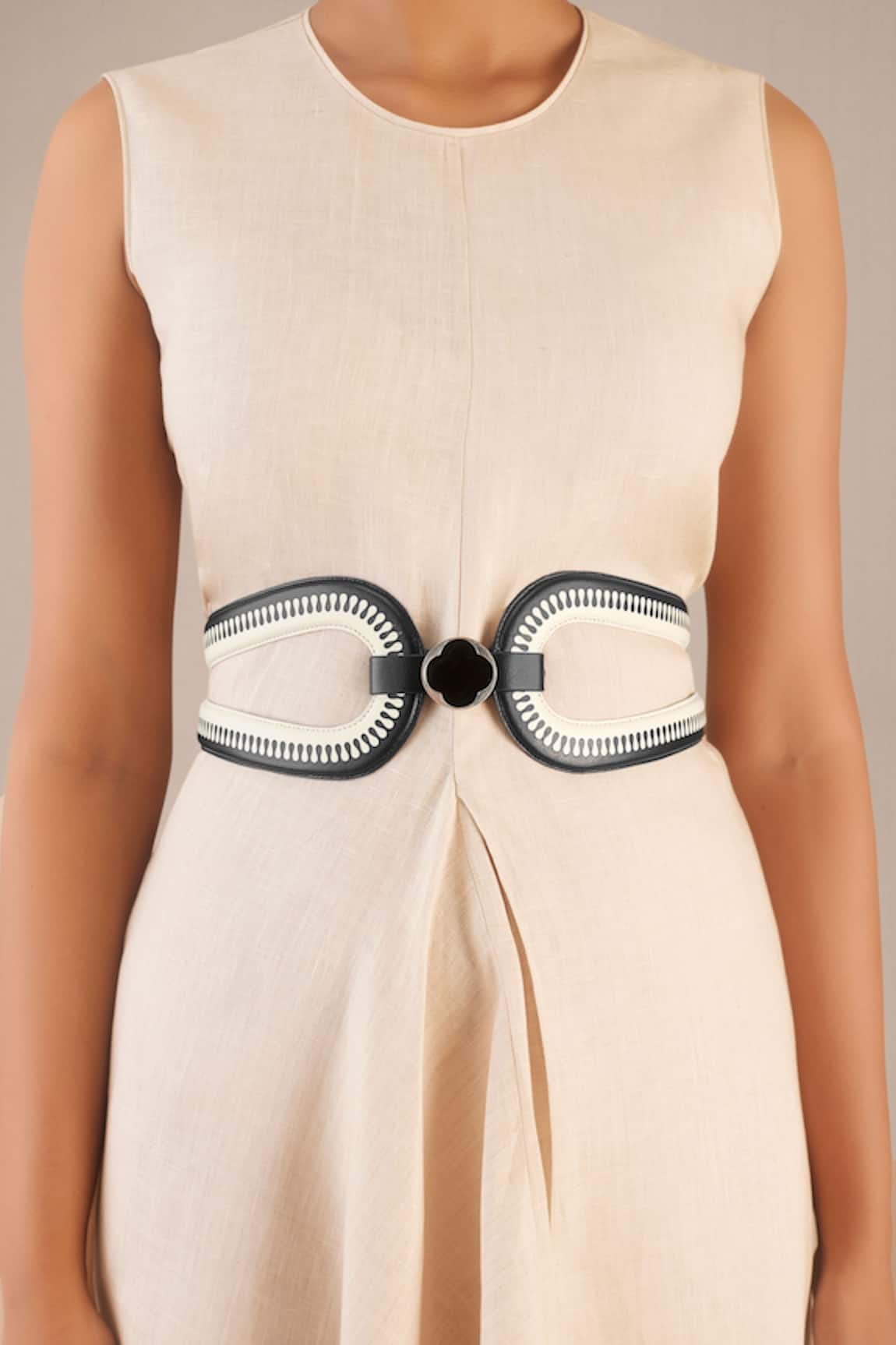 Ampm Iyad Faux Leather Cutwork Belt 