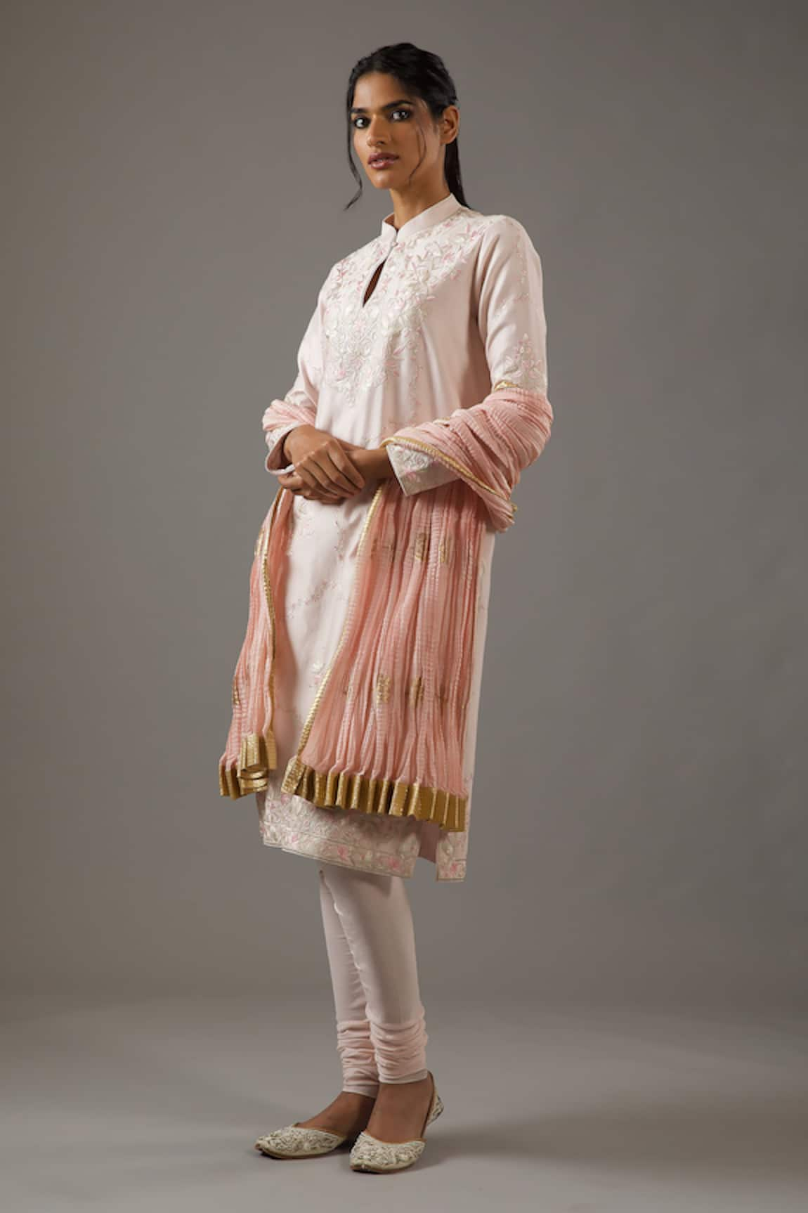 Balance by Rohit Bal Floral Embroidered Chanderi Silk Kurta Set