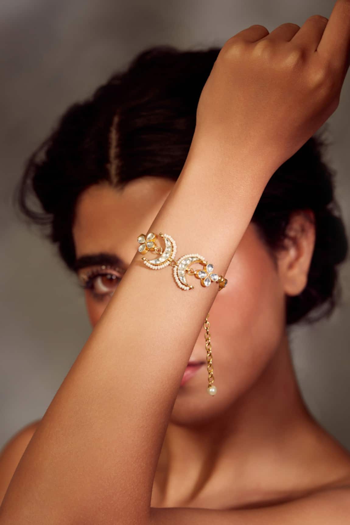 Paisley Pop Kundan & Pearls Gold Bracelet 