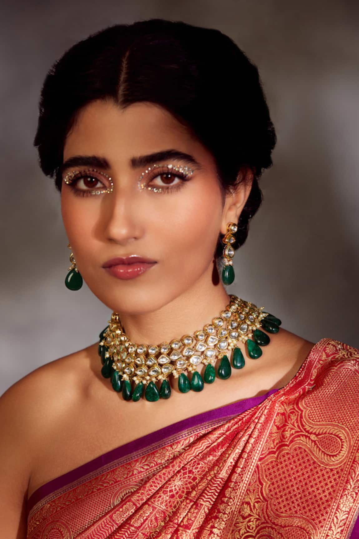 Paisley Pop Kundan Embellished Necklace Jewellery Set 