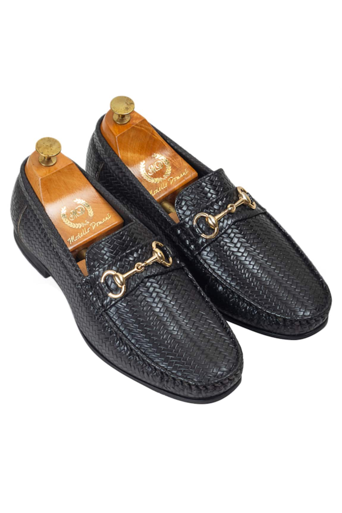 Domani Leather Textured Buckle Slipon Shoes