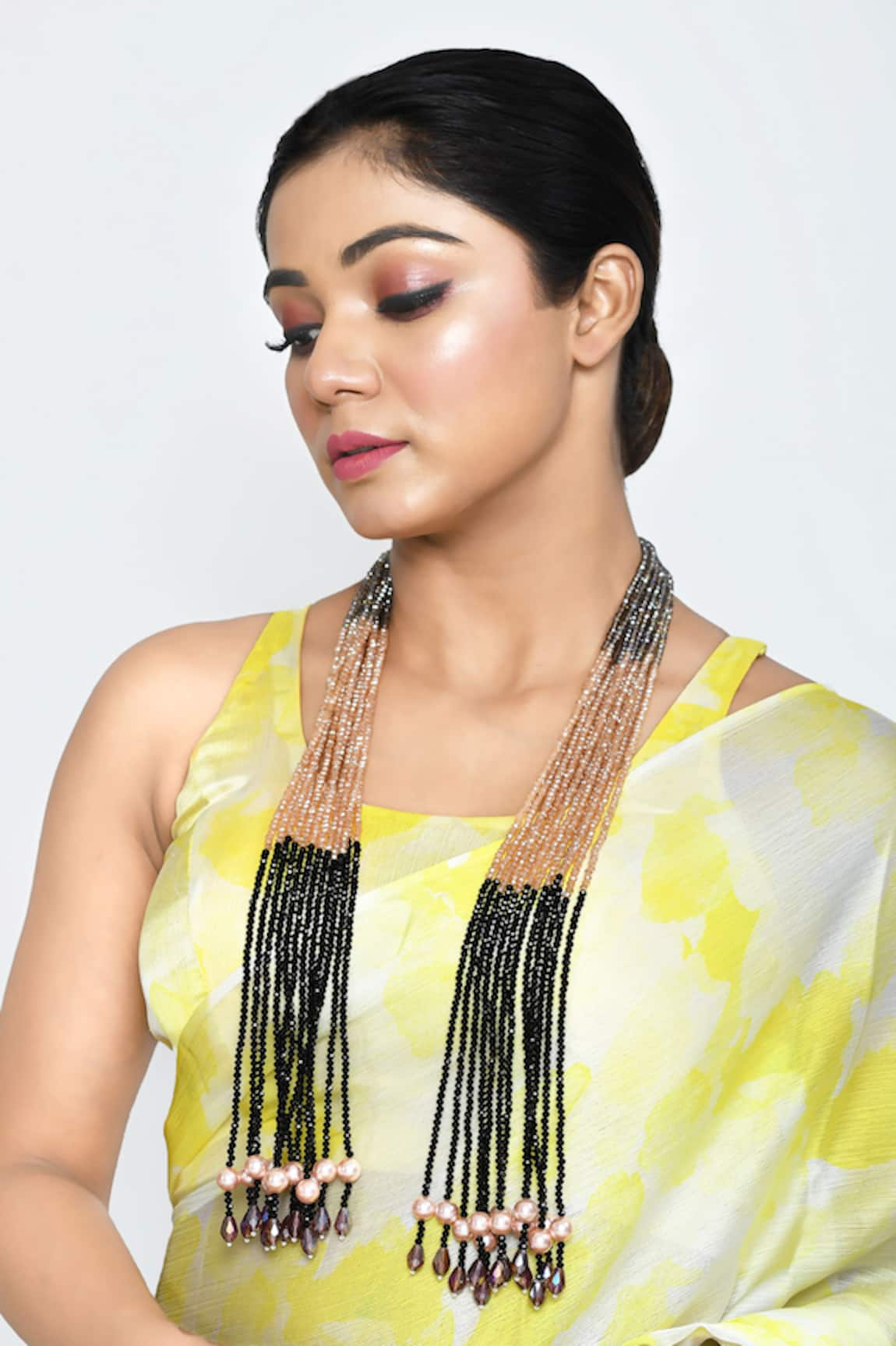 Desi Bijouu Crystal Embellished Layered Scarf Necklace