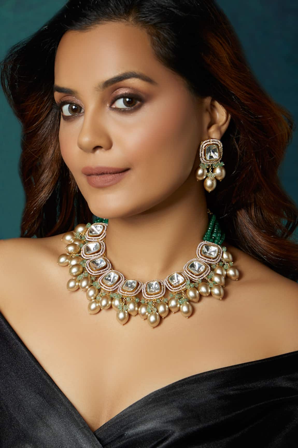 Joules By Radhika Handcrafted Kundan Polki Necklace Set