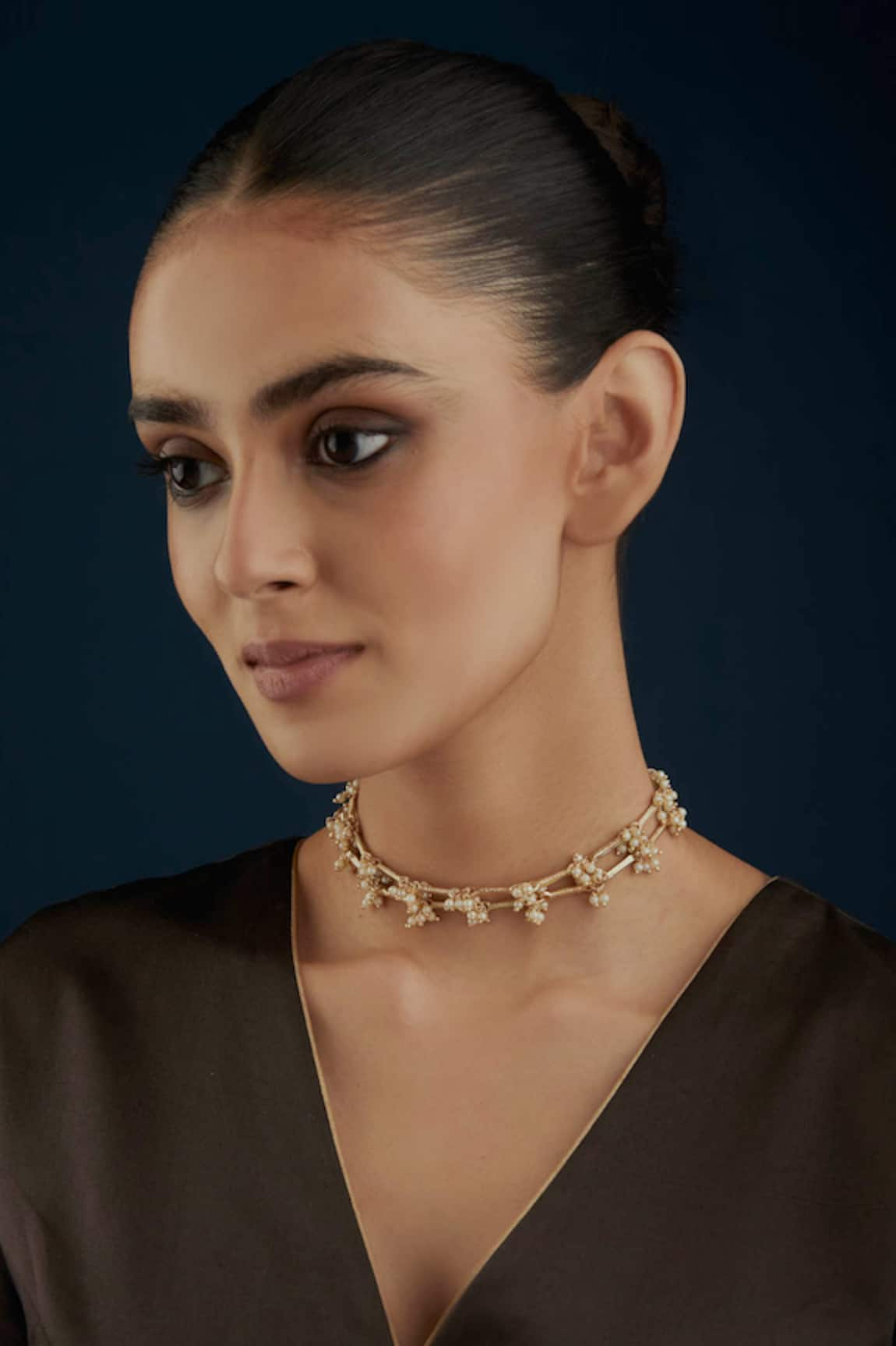 House Of Tuhina Noor Pearl Embellished Double Layer Necklace