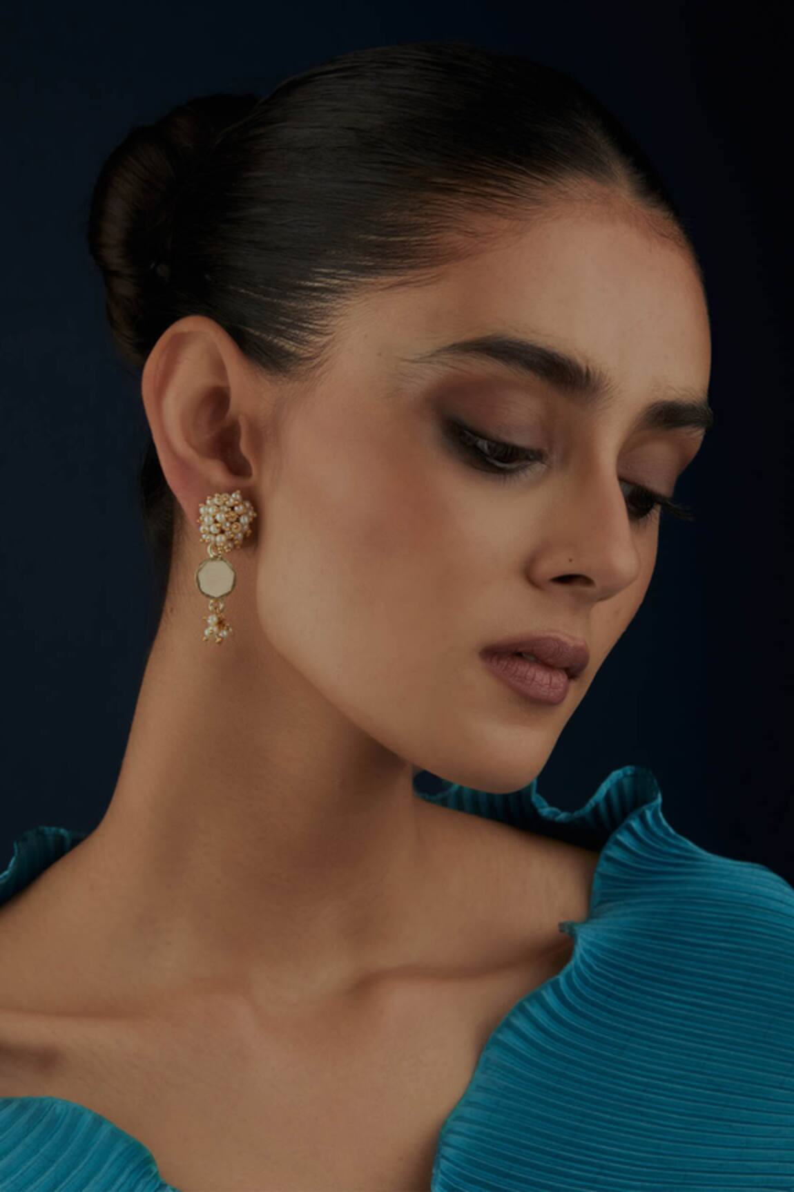 House Of Tuhina Round Pearl Embellished Earrings