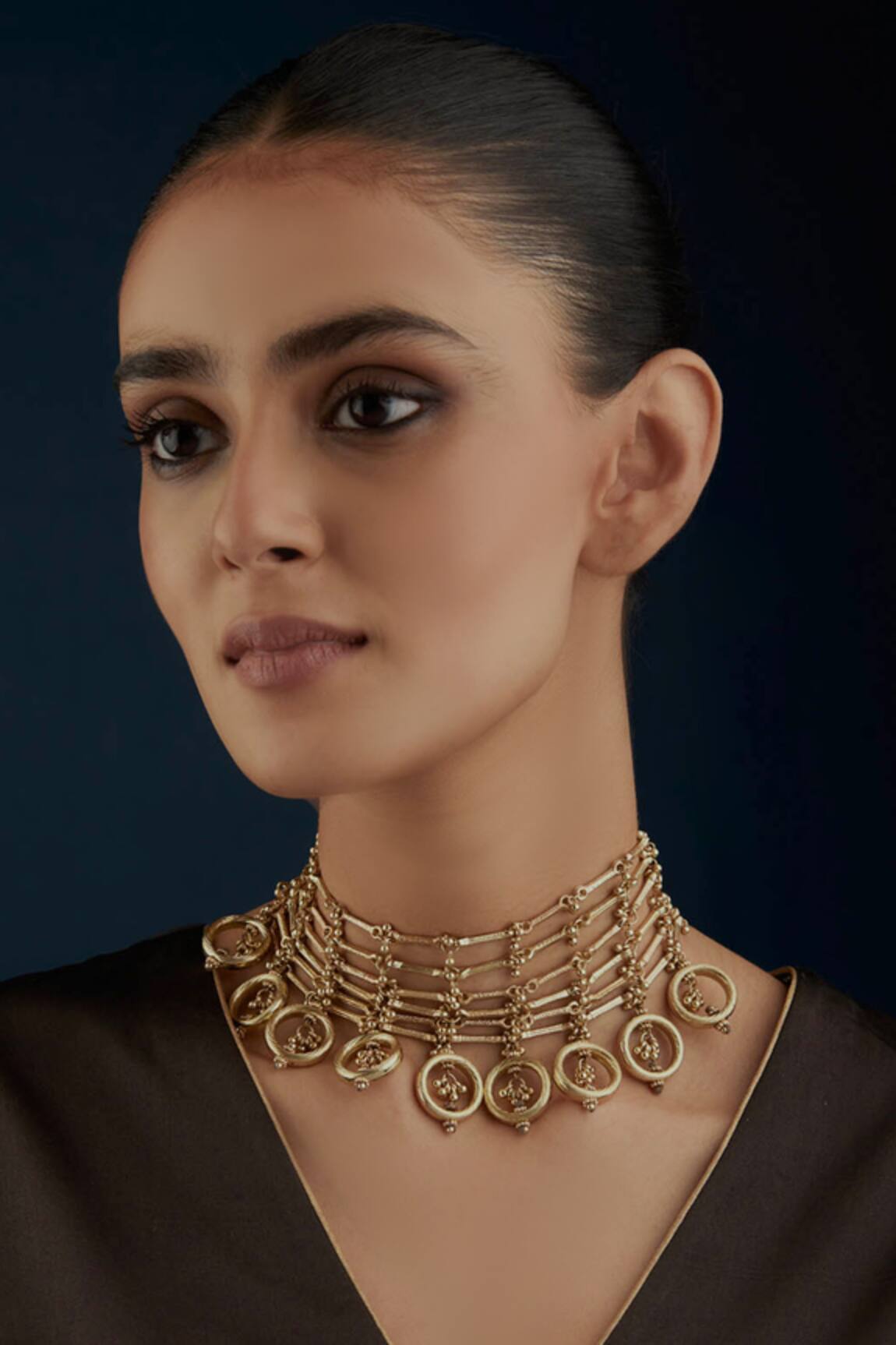 House Of Tuhina Geometric Pattern Ring Necklace