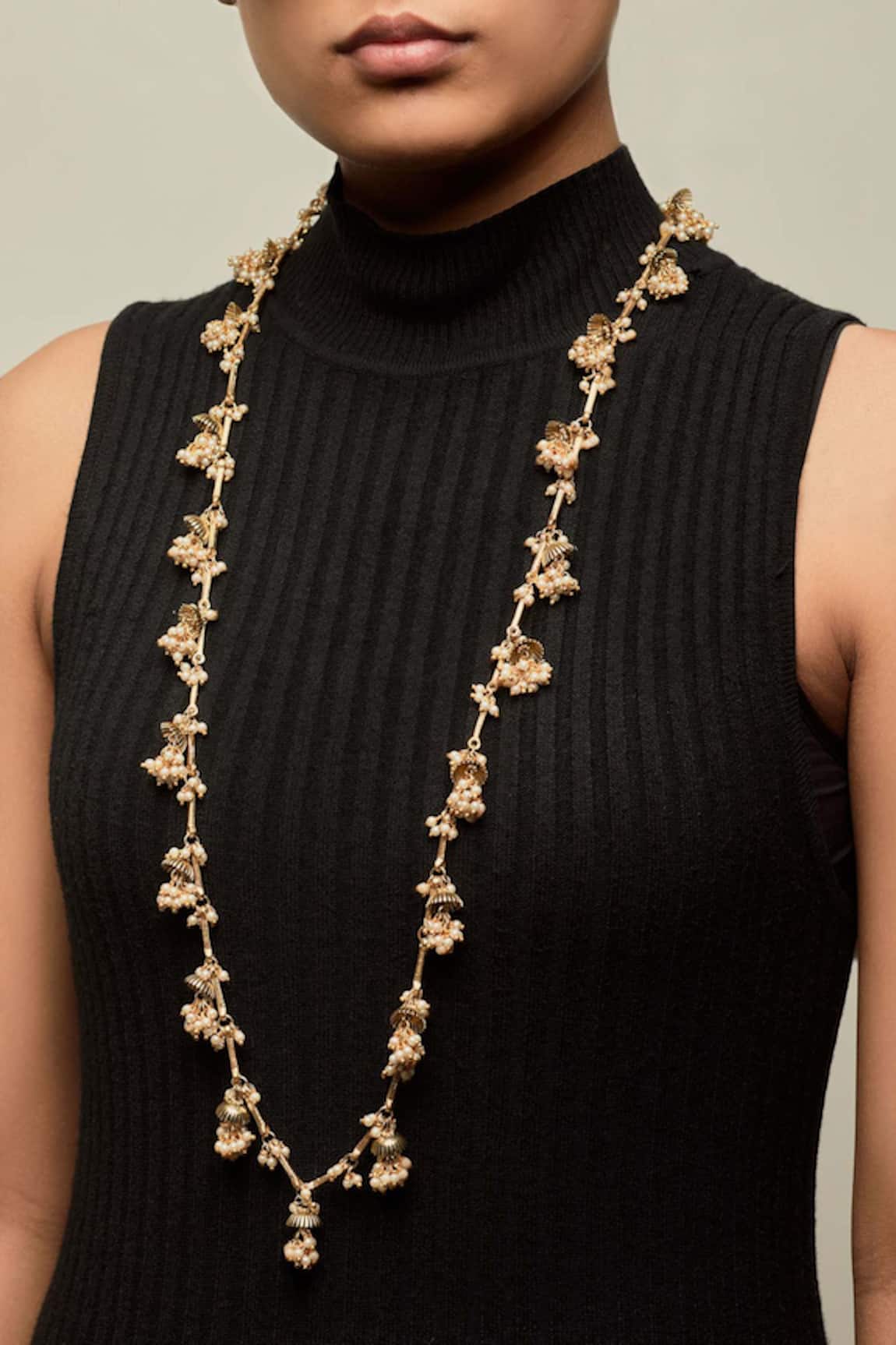 House Of Tuhina Umbrella Long Neckstring Bead Embellished Necklace
