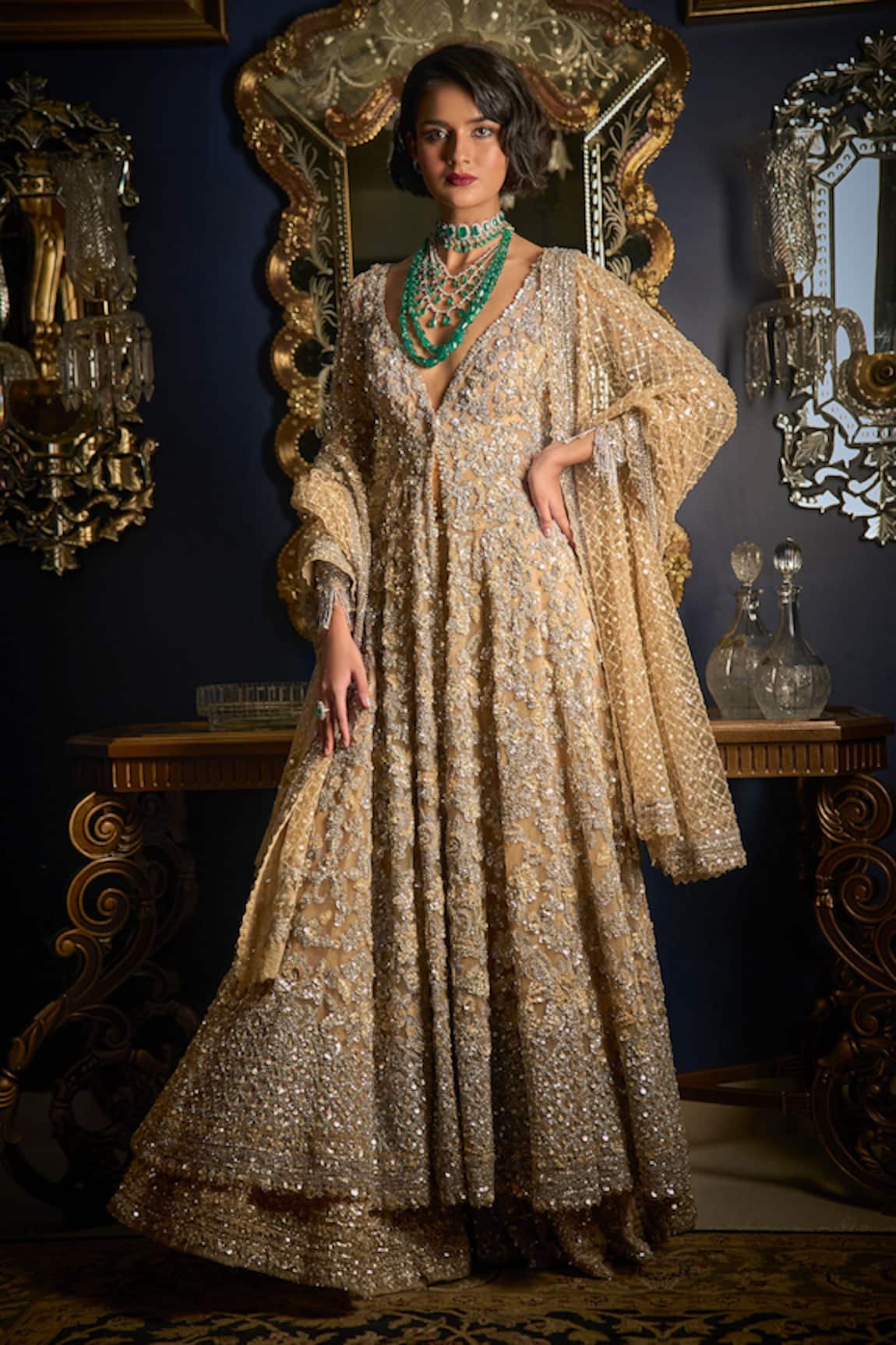 Seema Gujral Cut Dana & Sequin Embroidered Jacket Sharara Set 