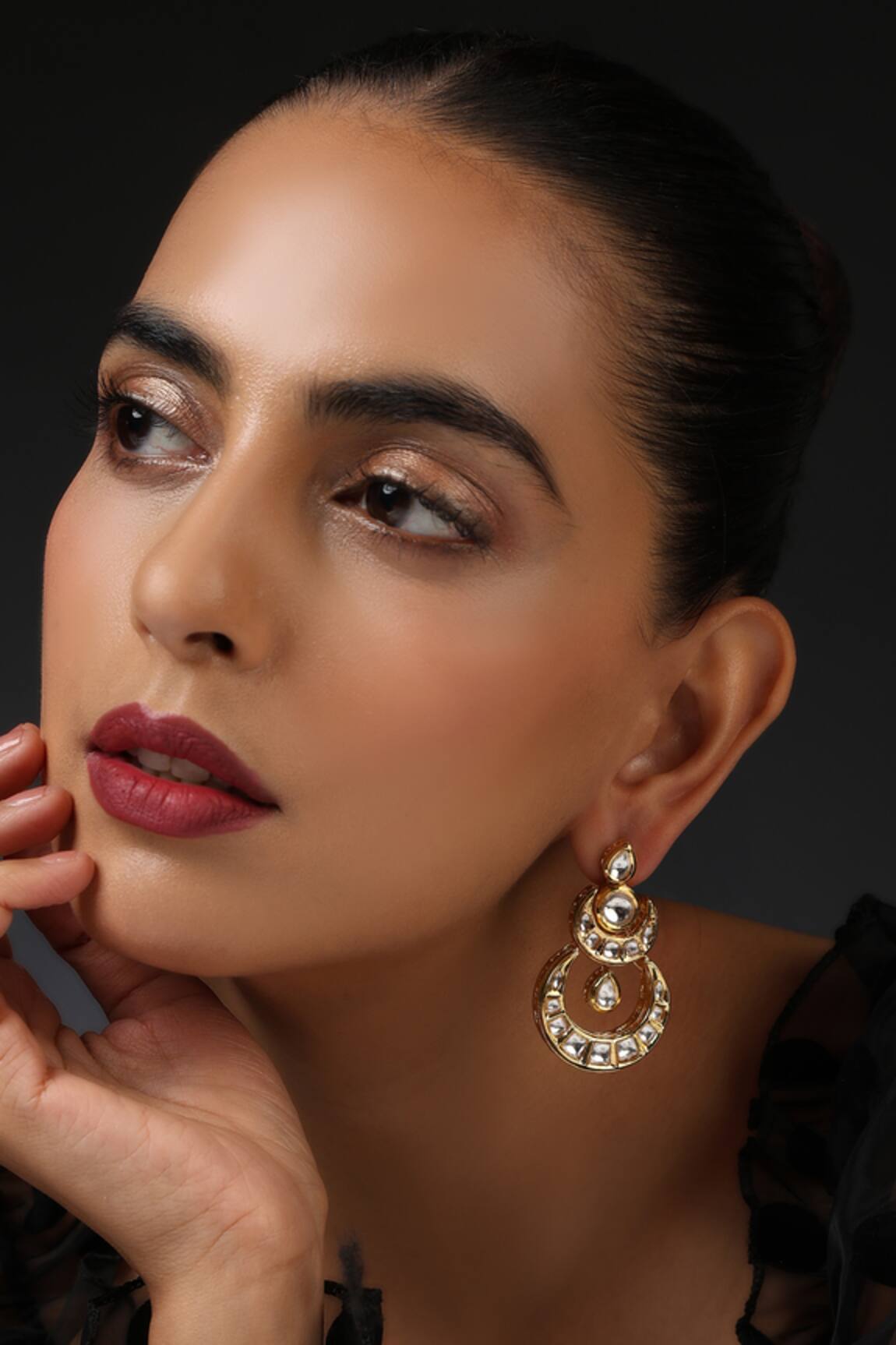 Swabhimann Kundan Embellished Layered Chandbalis 