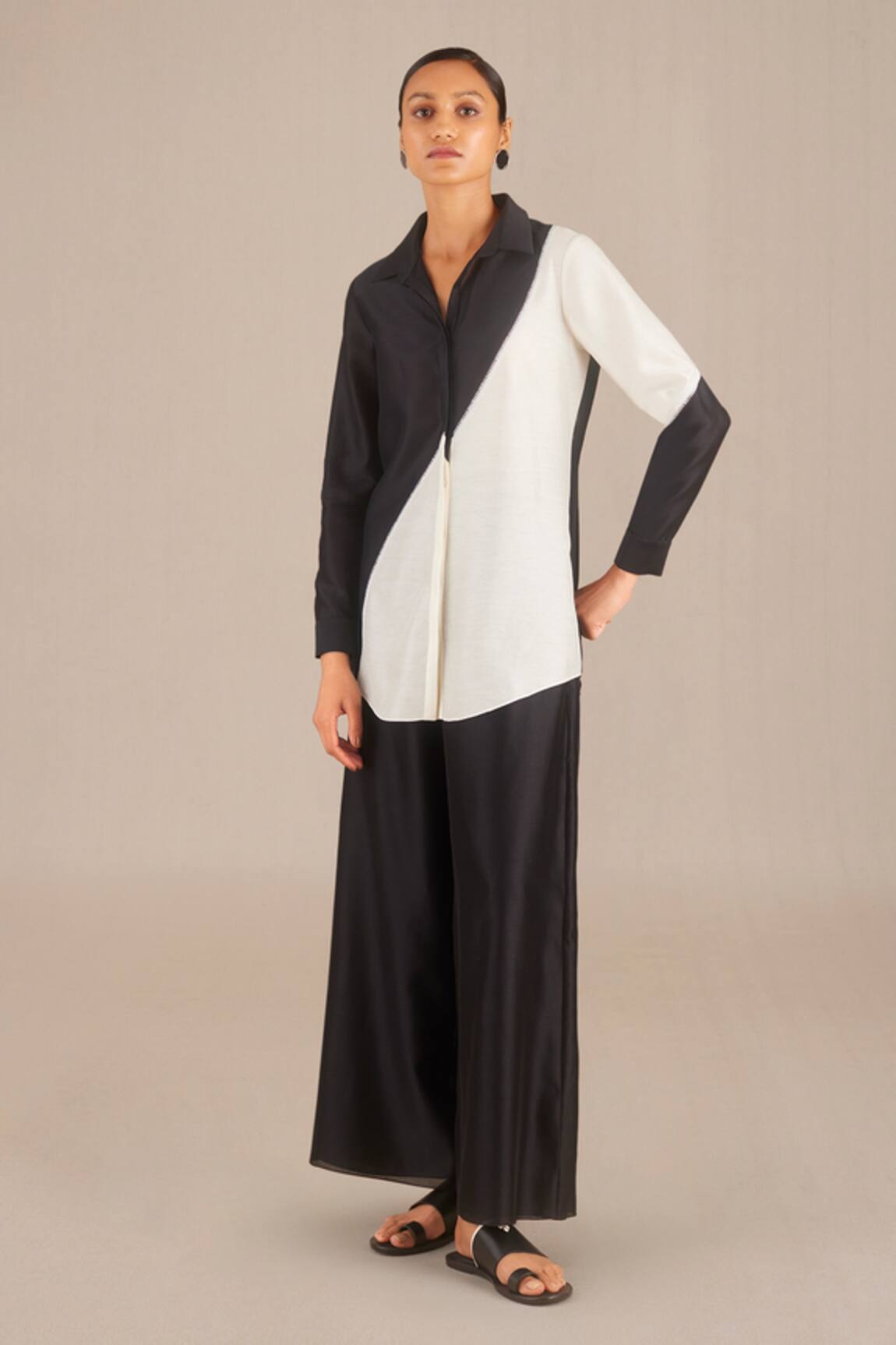 Ampm Ania Chanderi Colorblock Shirt