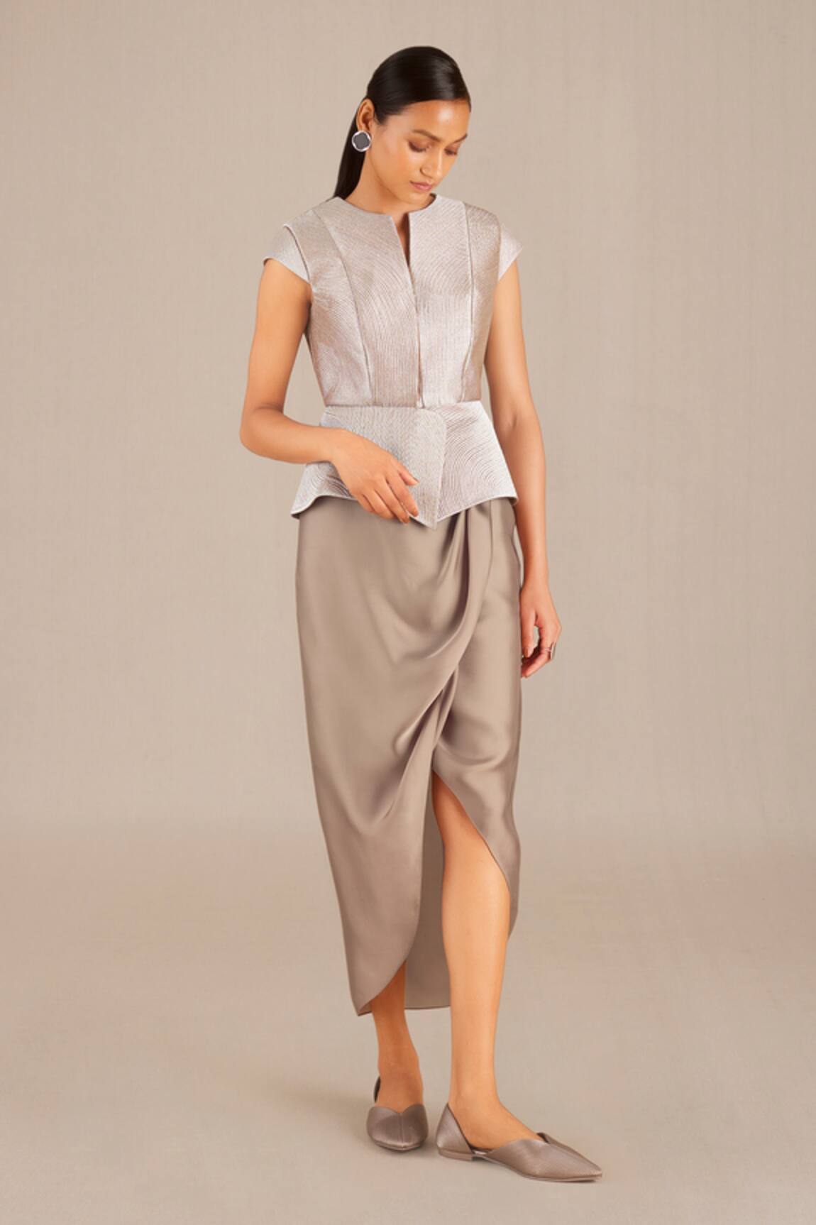 AMPM Esme Metallic Woven Jacket & Skirt Set